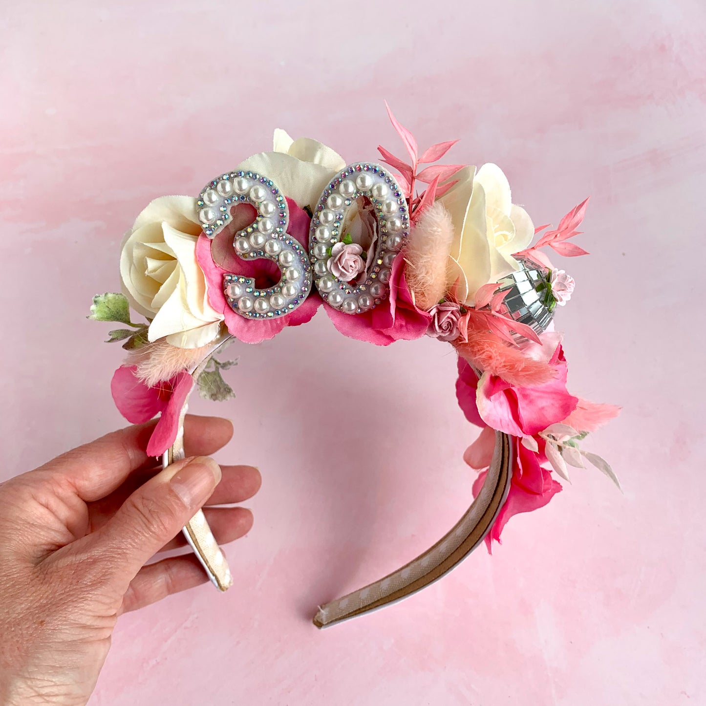 30th birthday flower crown headband