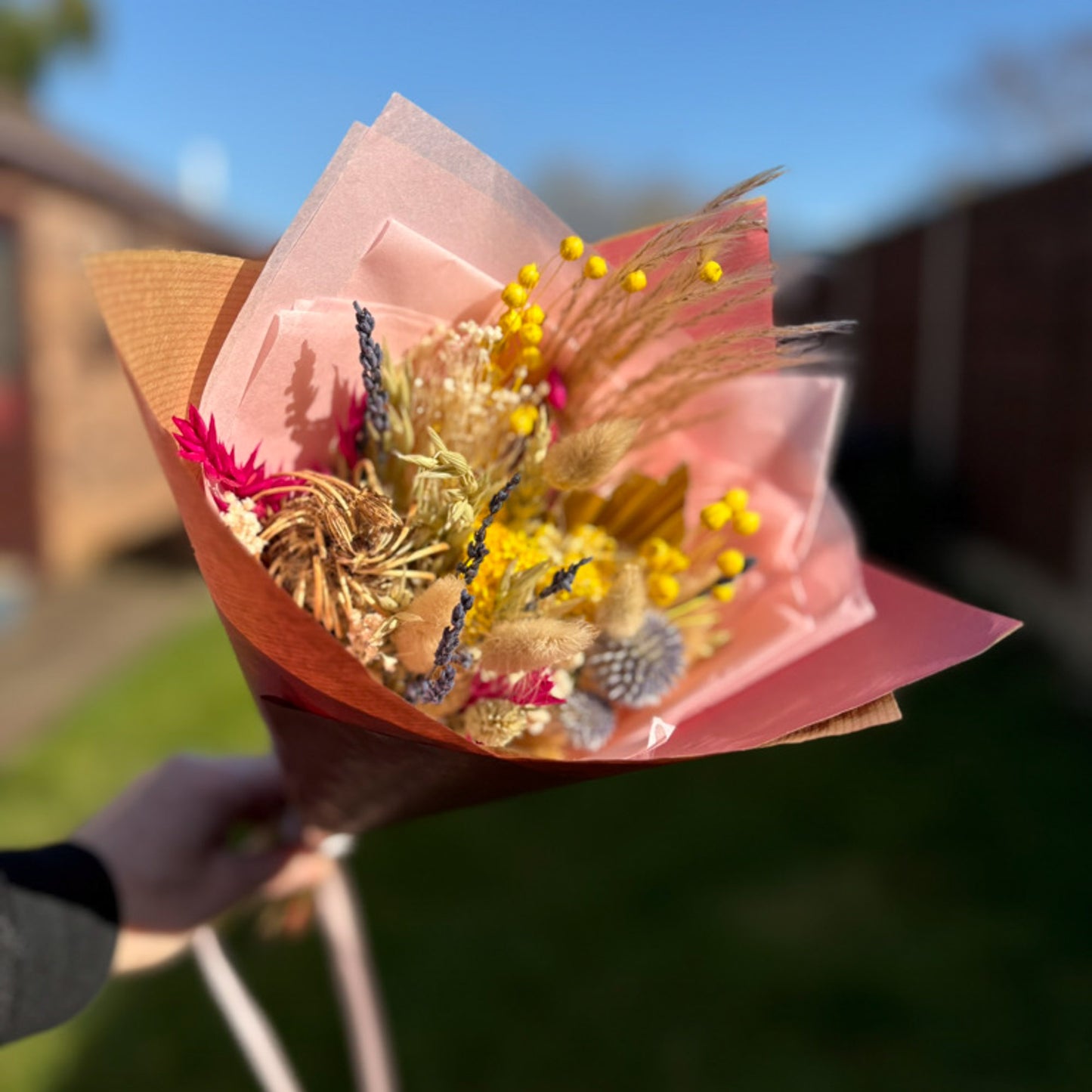 sunshine dried flower bouquet for gifting