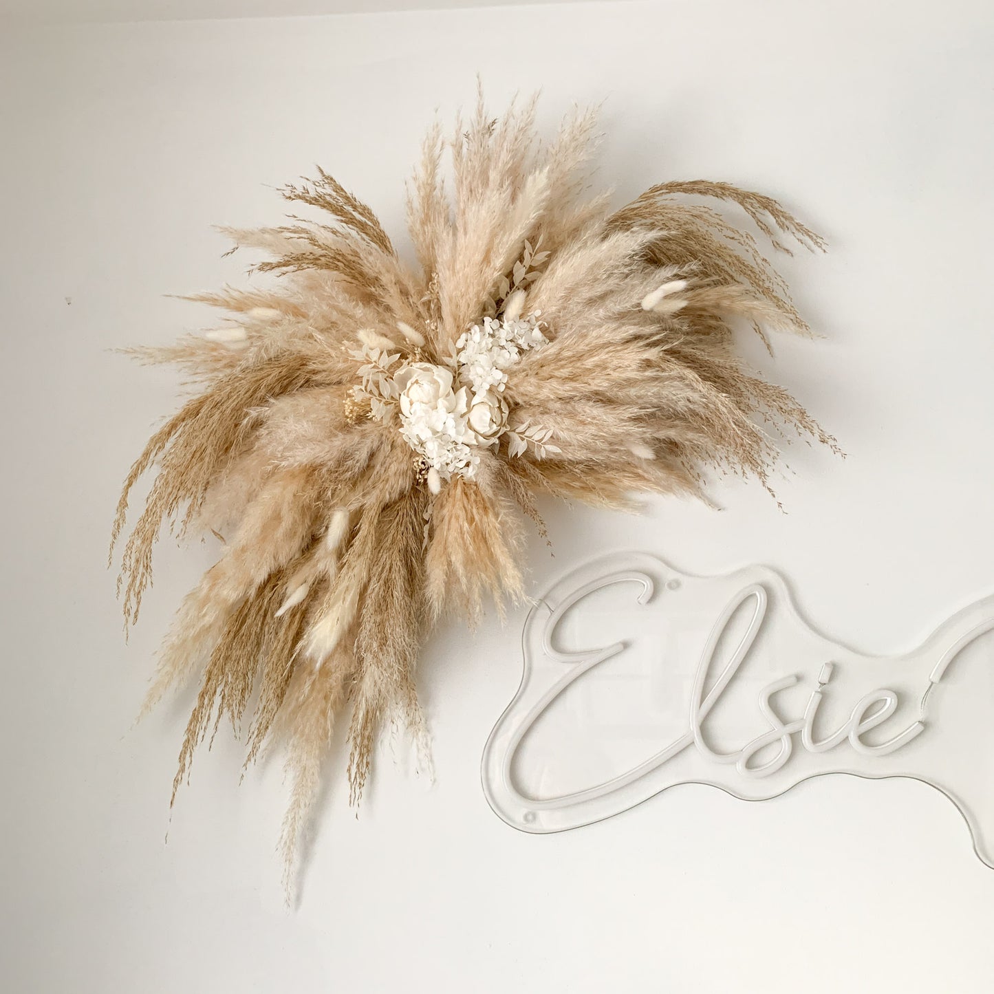 neutral pampas arch for studio decor