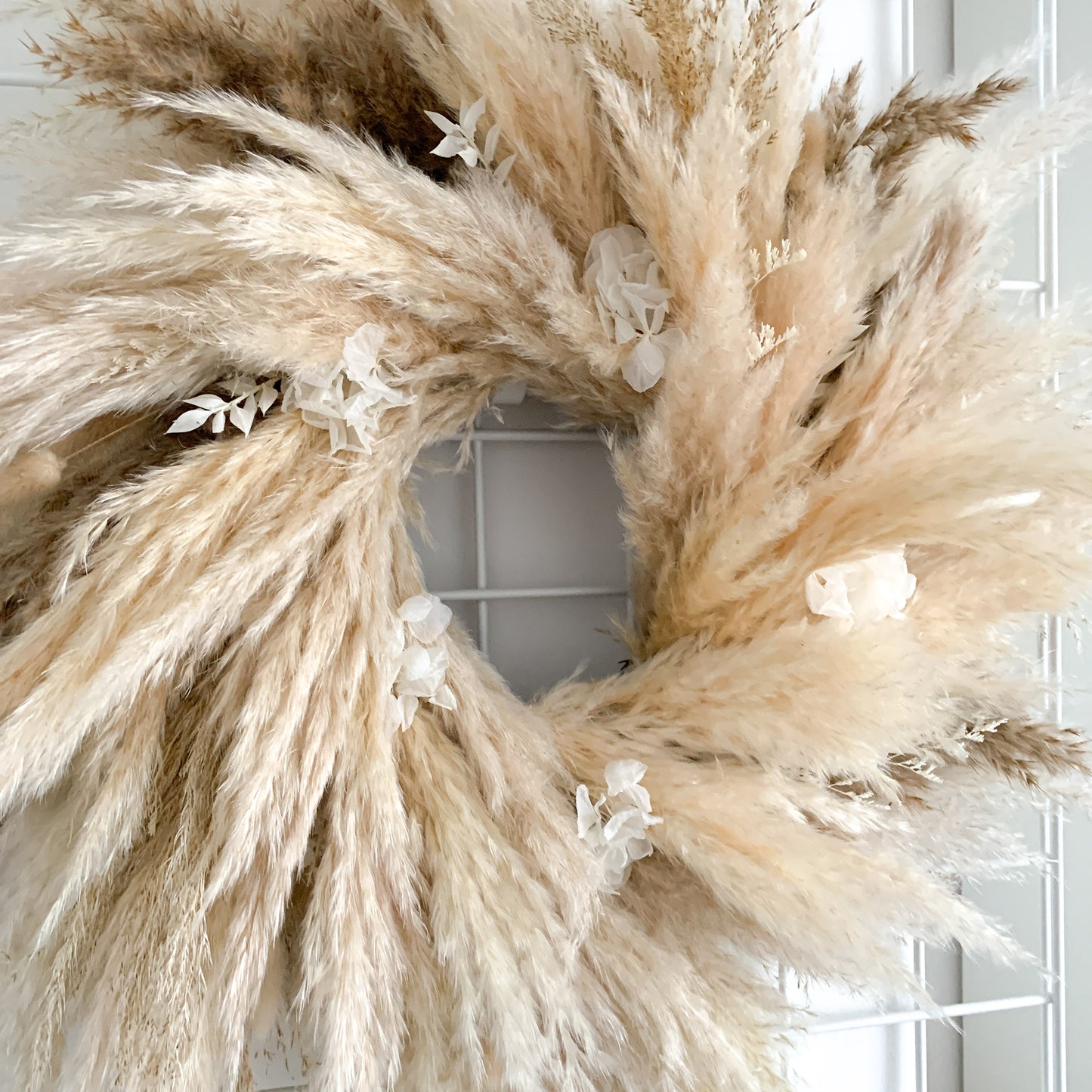 pampas wreath with dried flowers