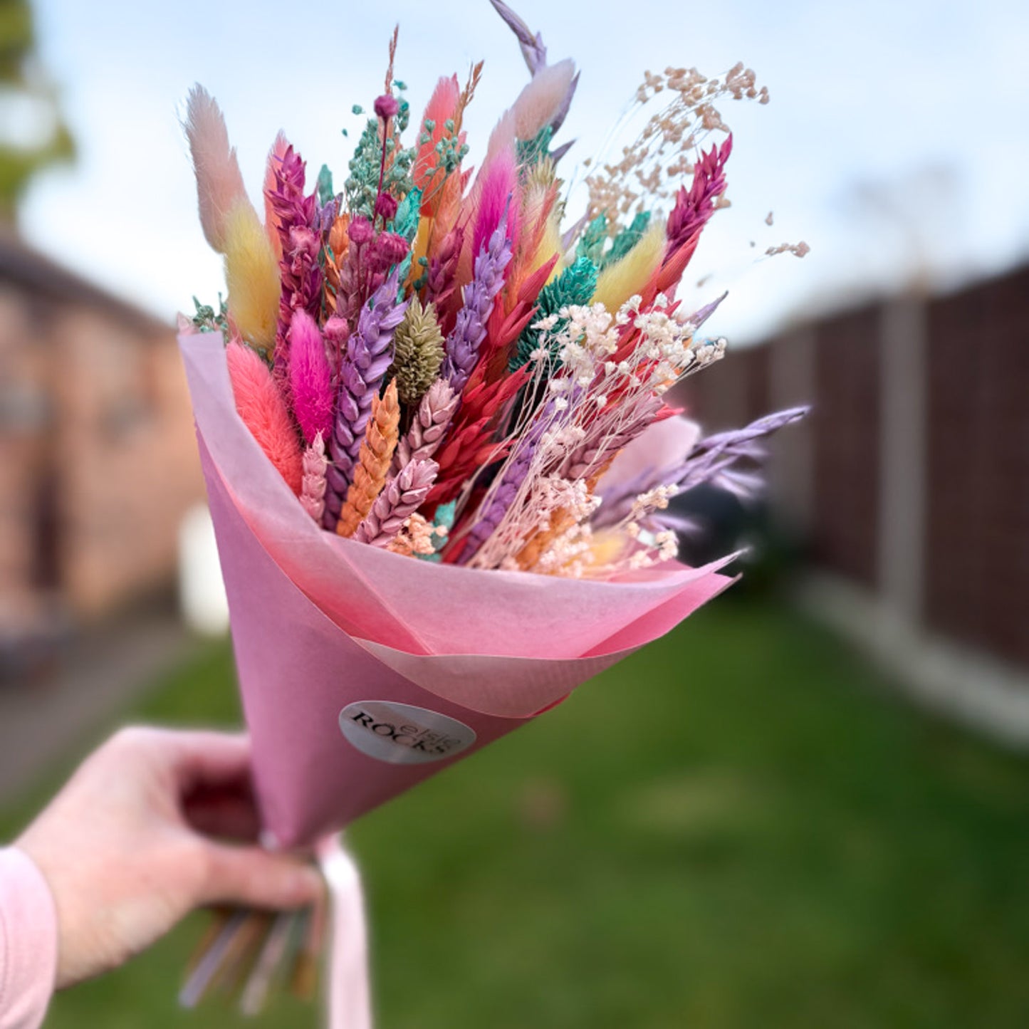 pastel dried flower bouquet