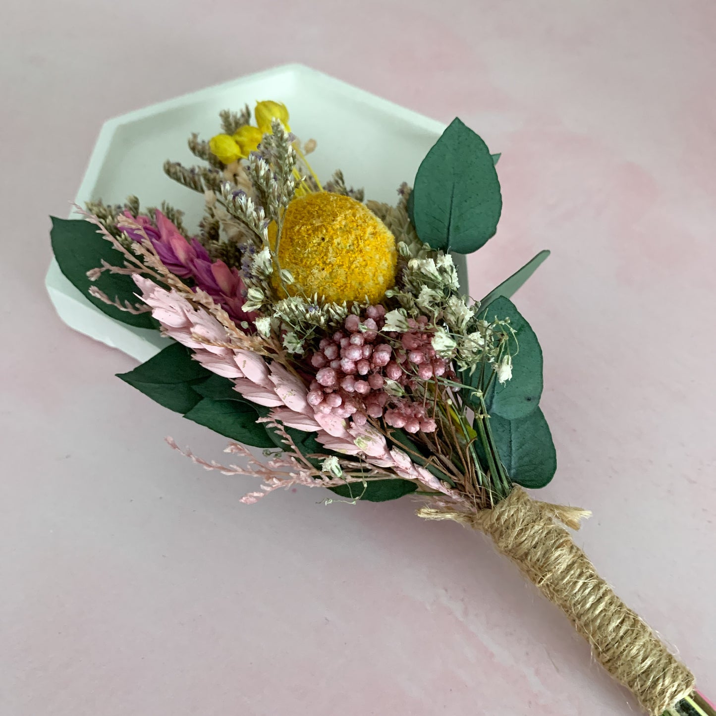 wild dried flower buttonhole