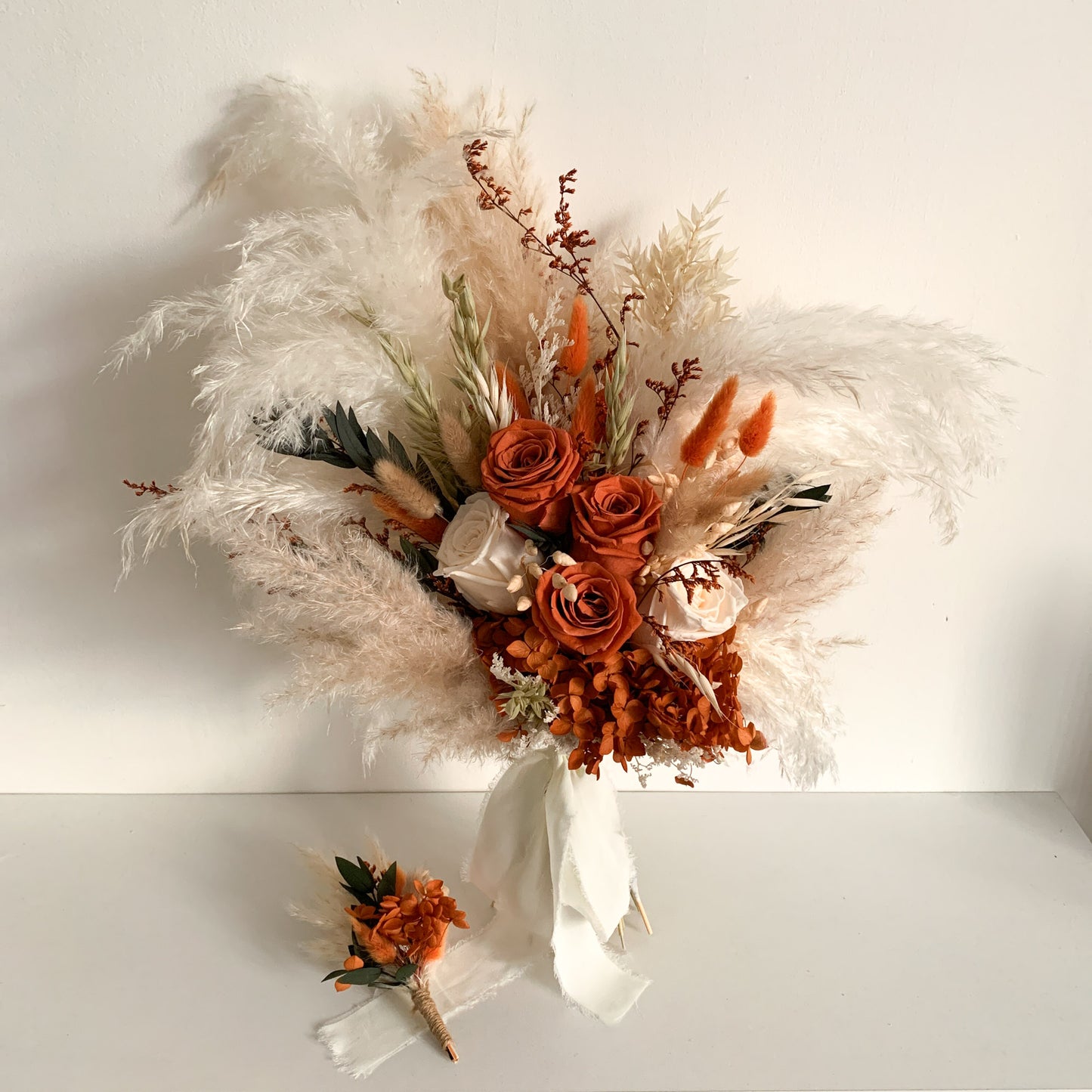 terracotta dried flower bridal bouquet for wedding