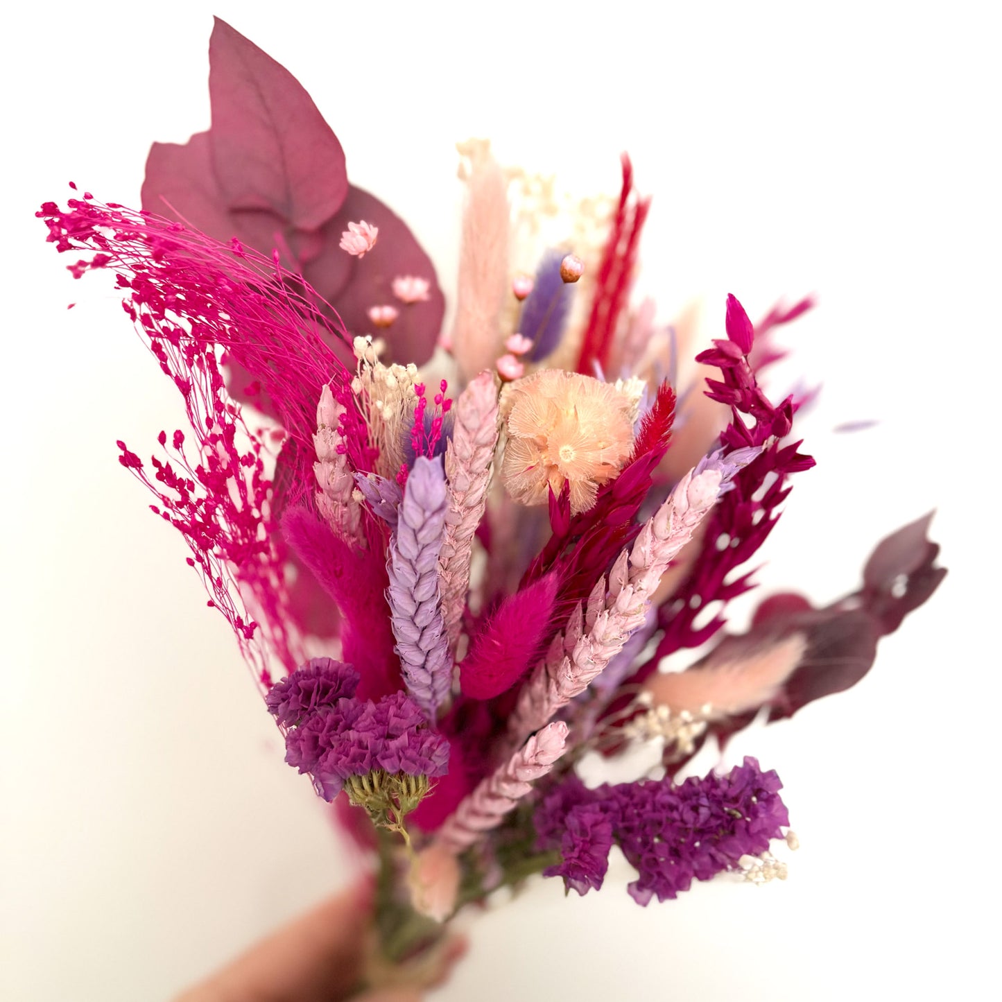 pink berry dried flower bouquet