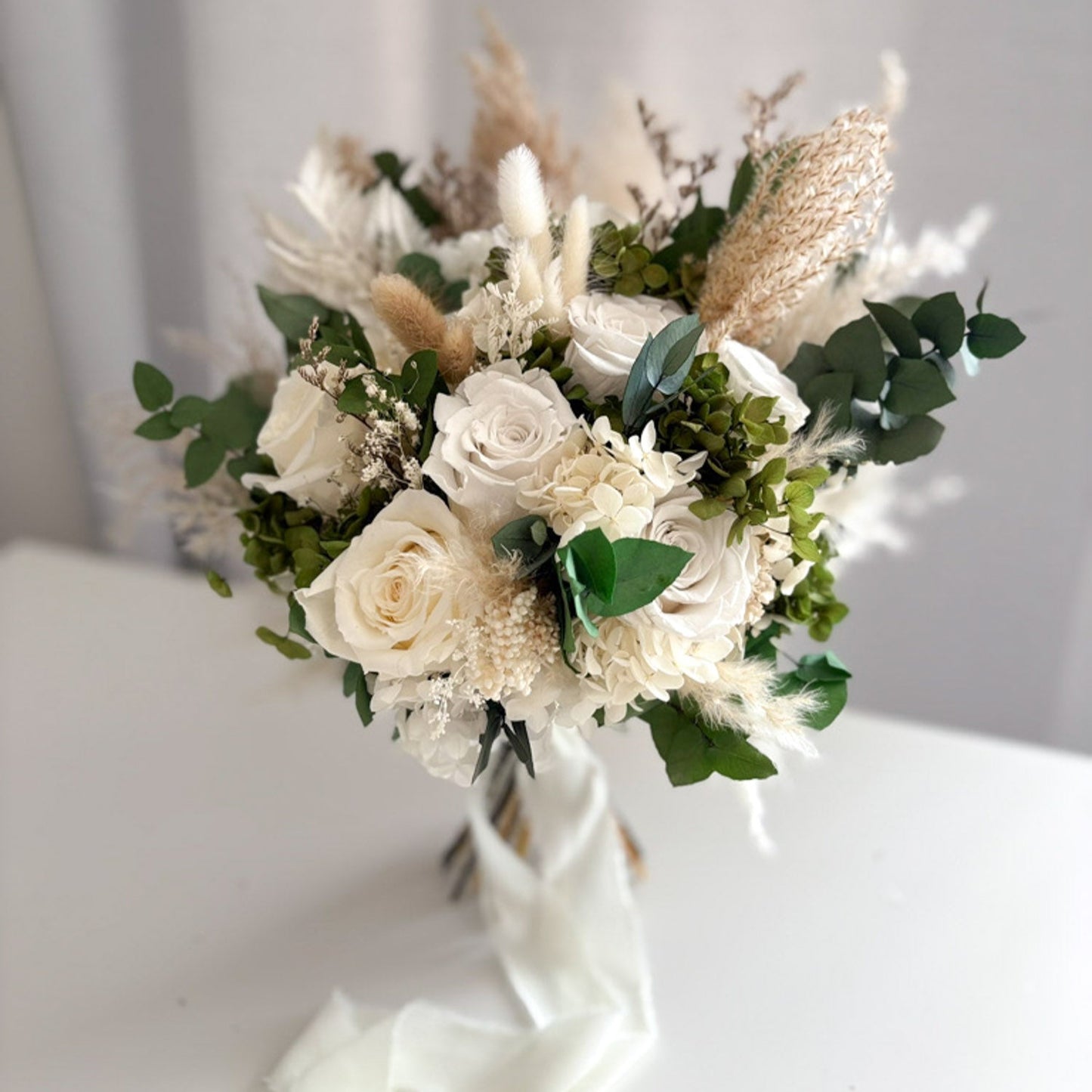 white rose wedding bouquet