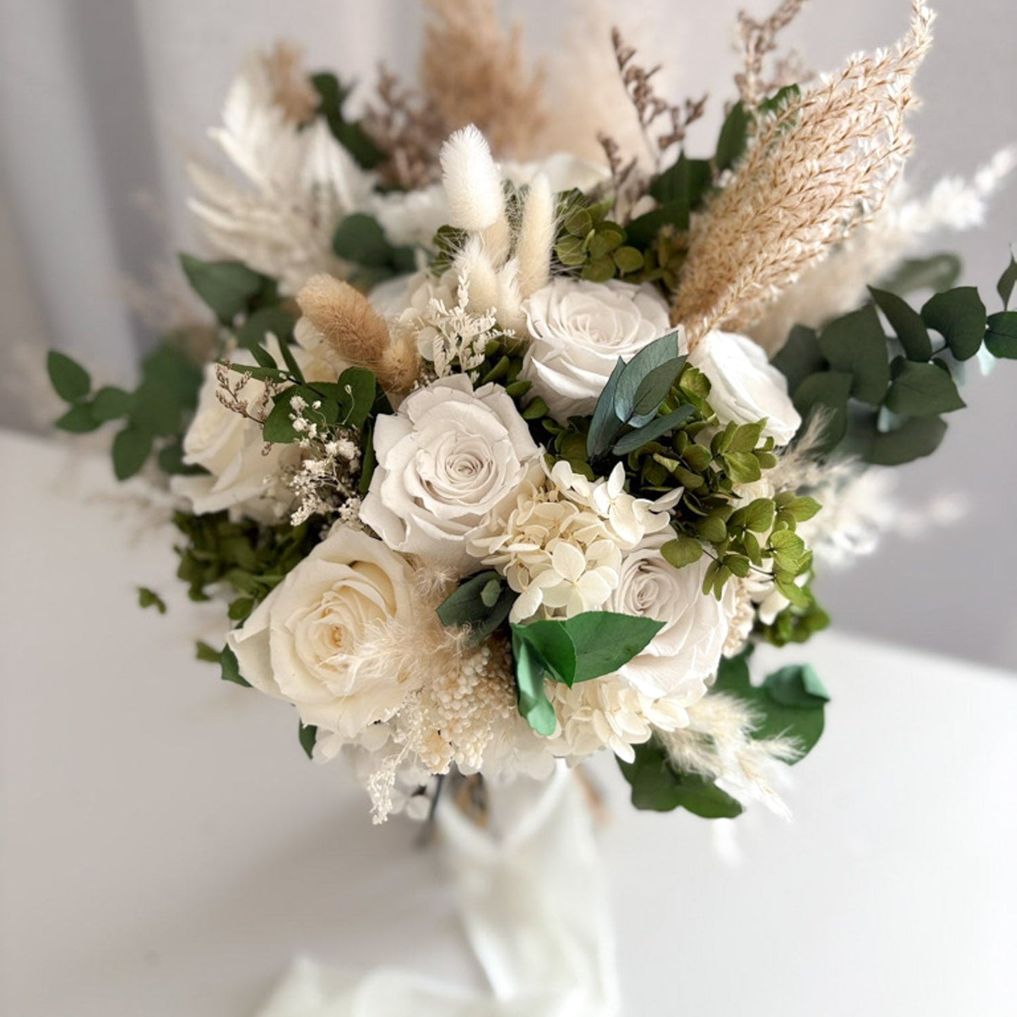 white rose bridal bouquet