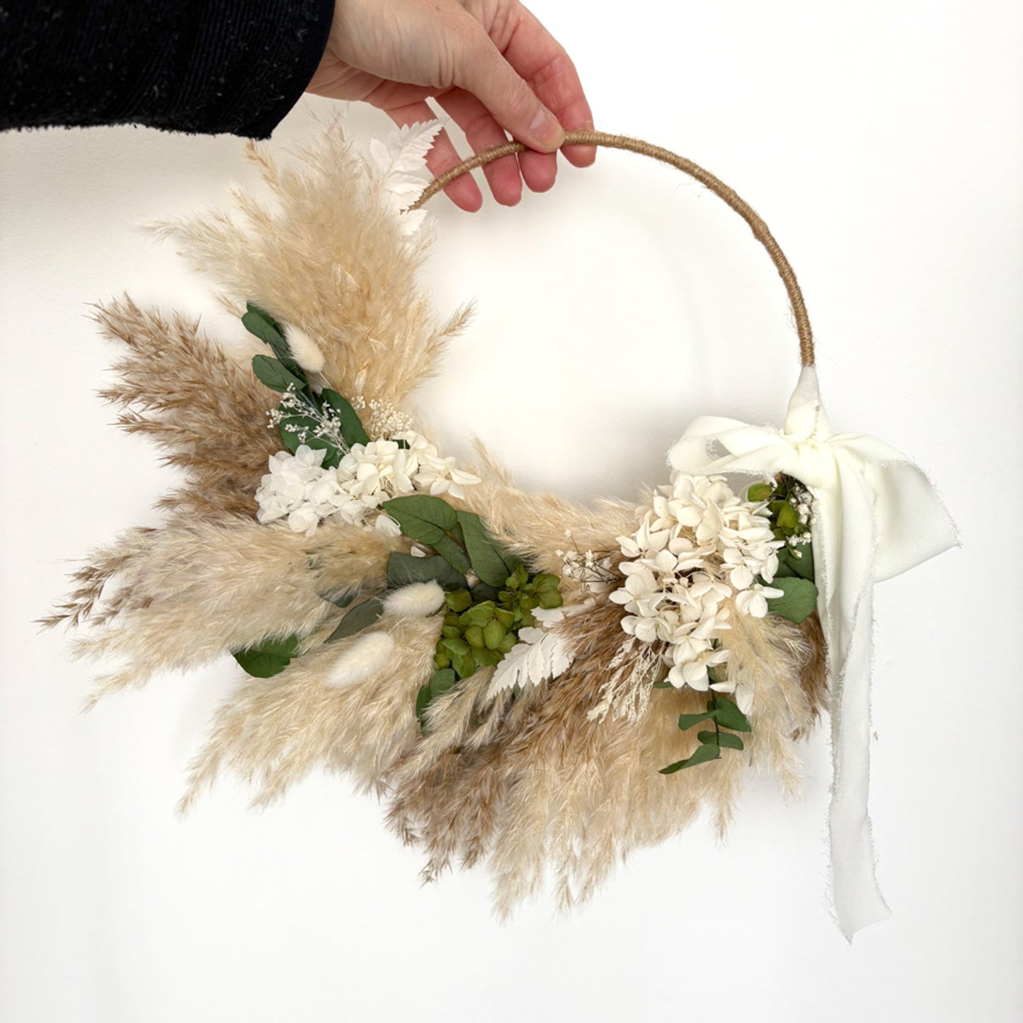 boho pampas and eucalyptus wedding hoop