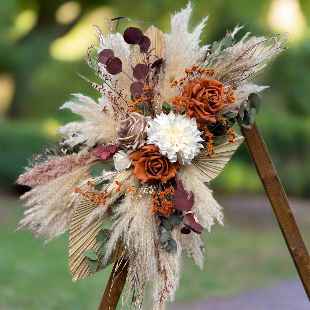 burnt orange pampas arrangement