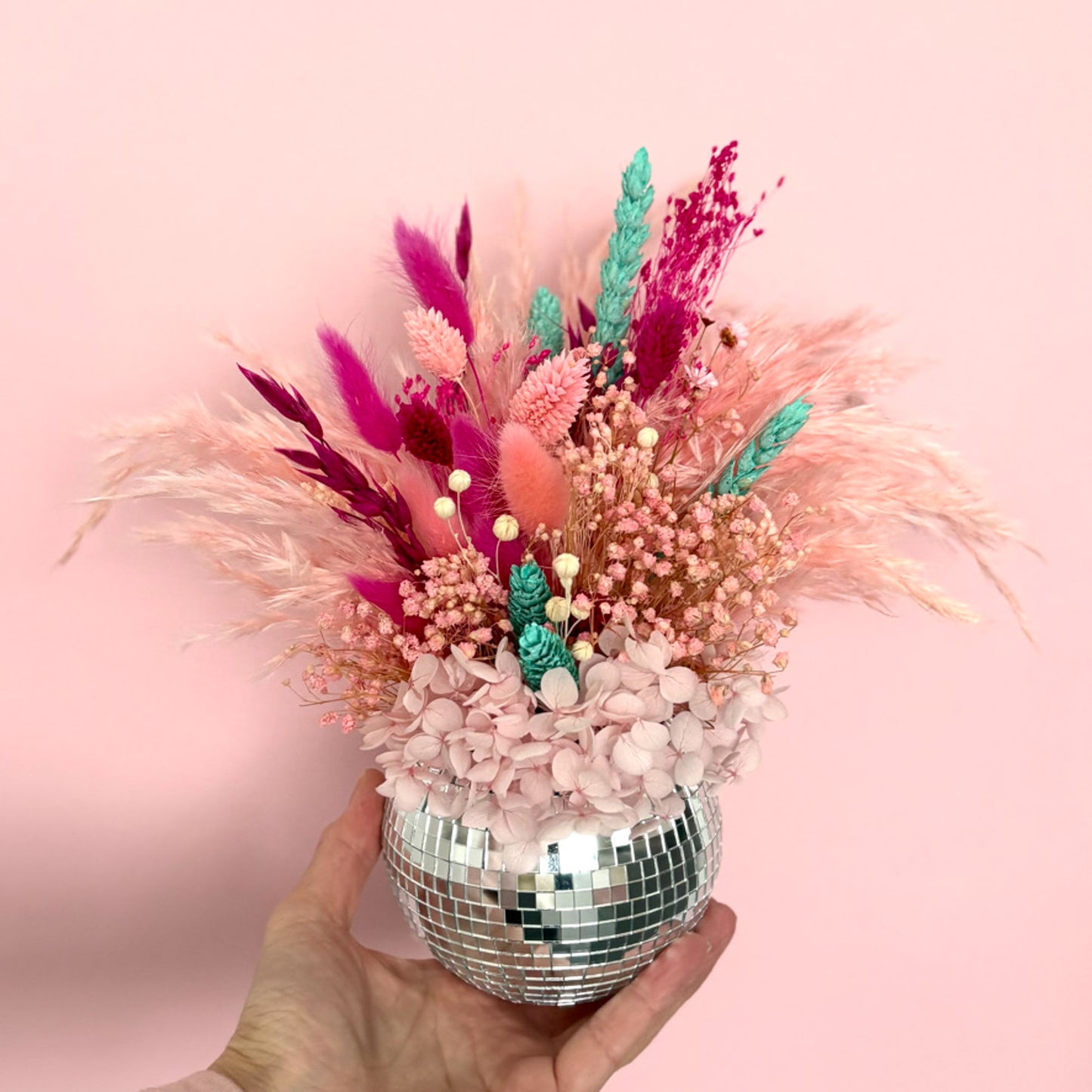pink disco ball flowers