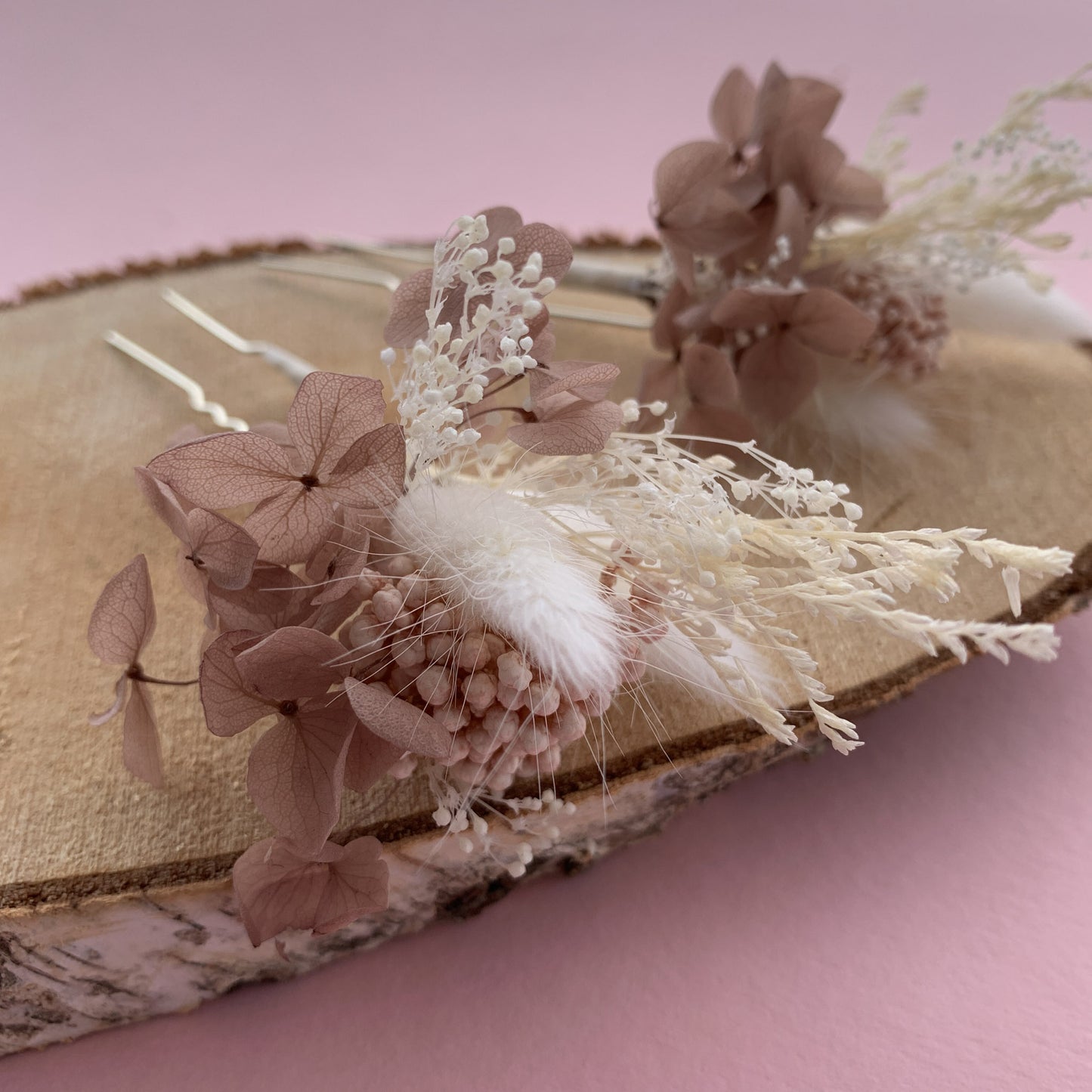 blush flower hair pins