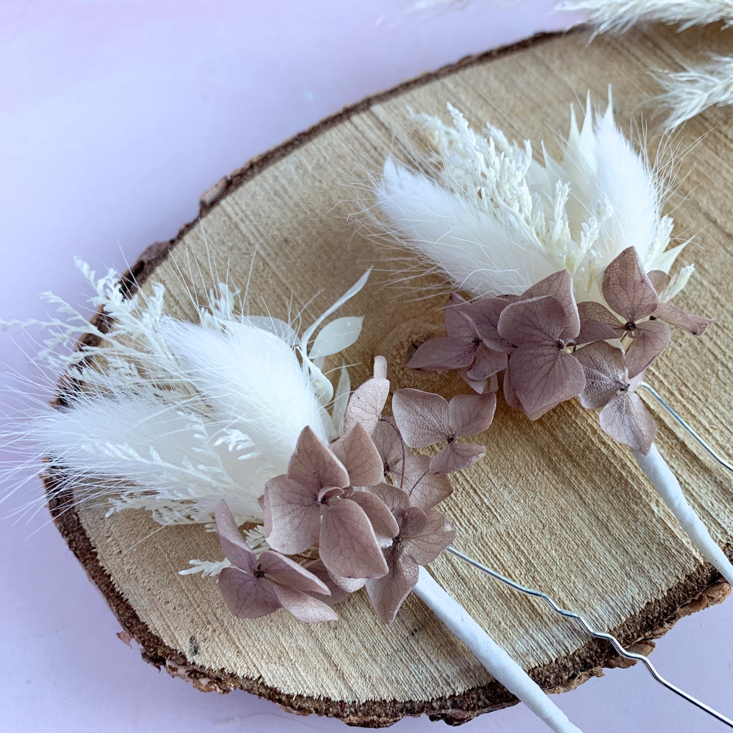 mocha flower hair pins