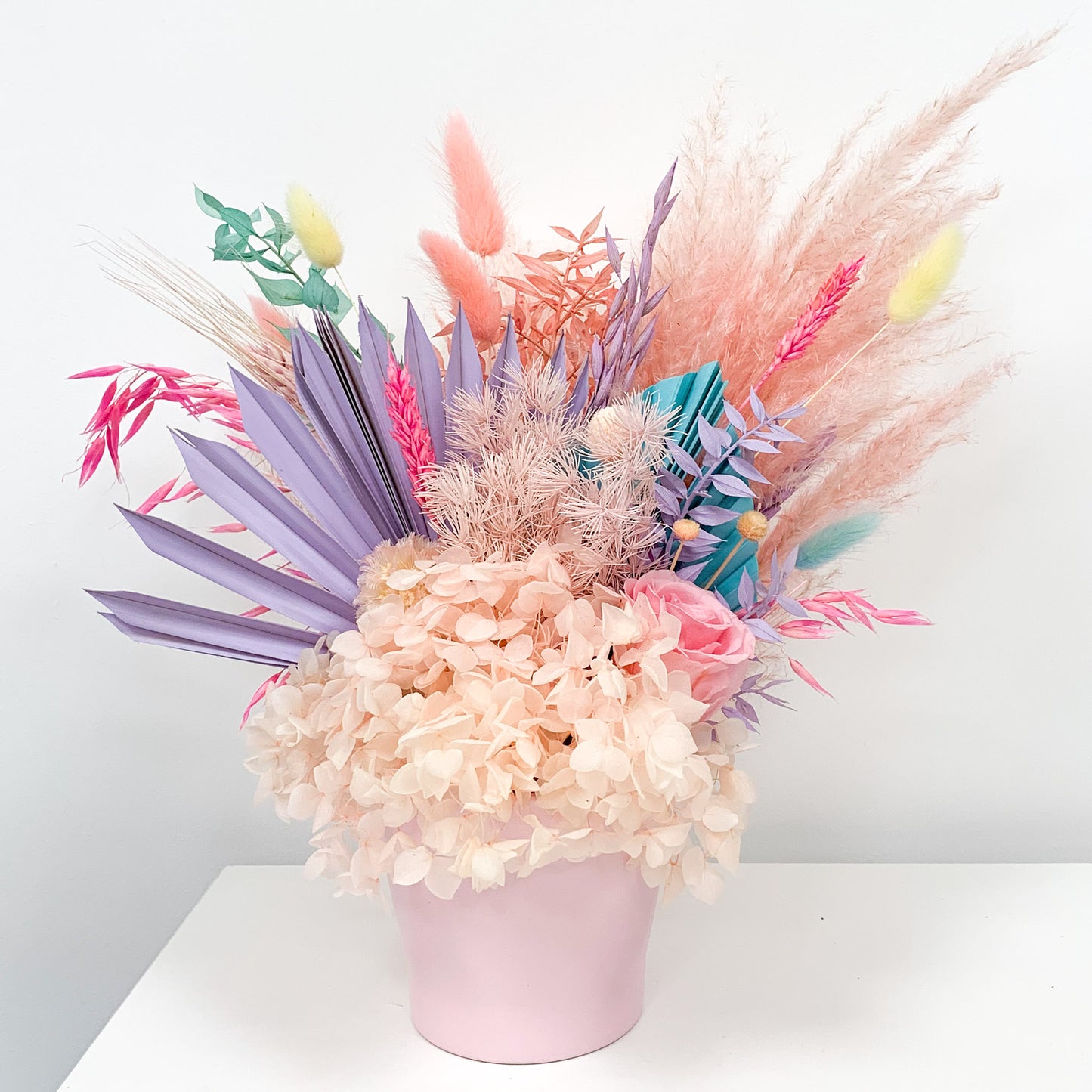 pastel dried flower arrangement