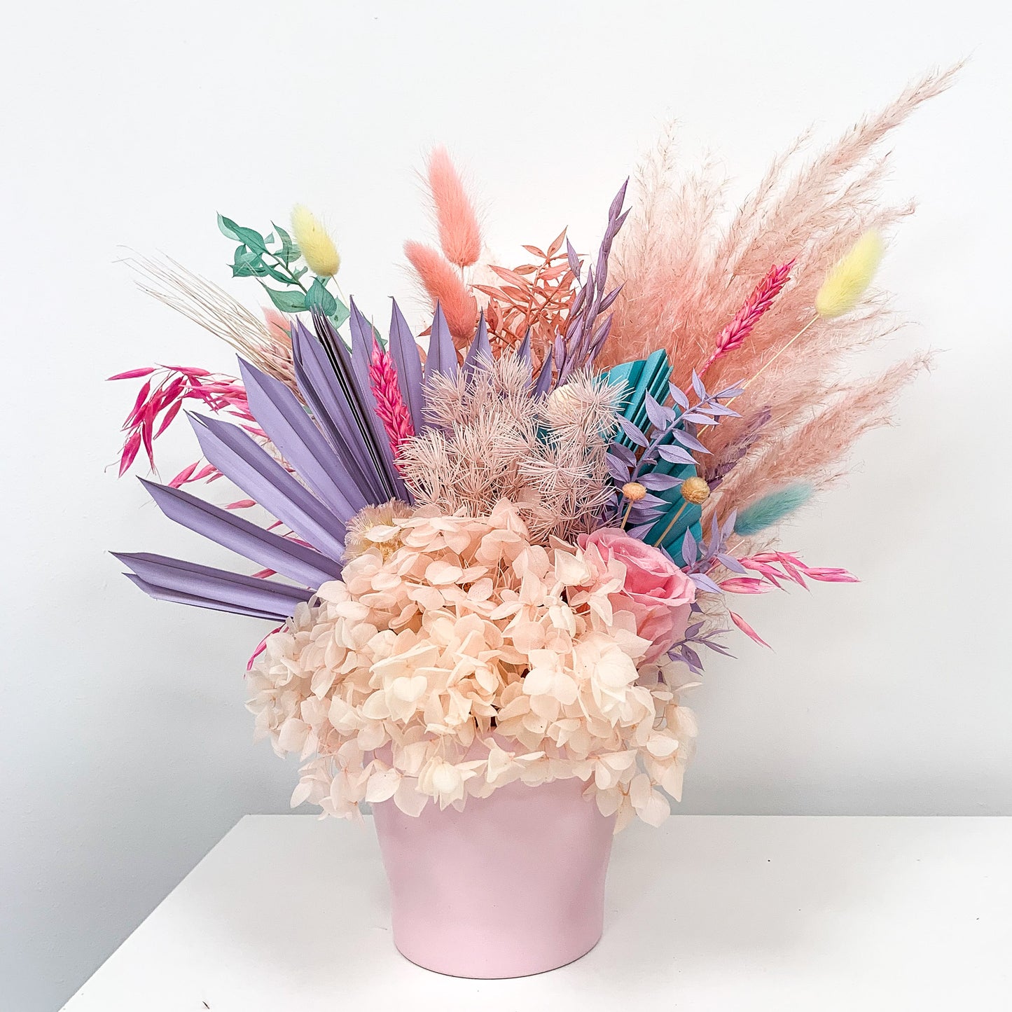 pastel dried flower arrangement