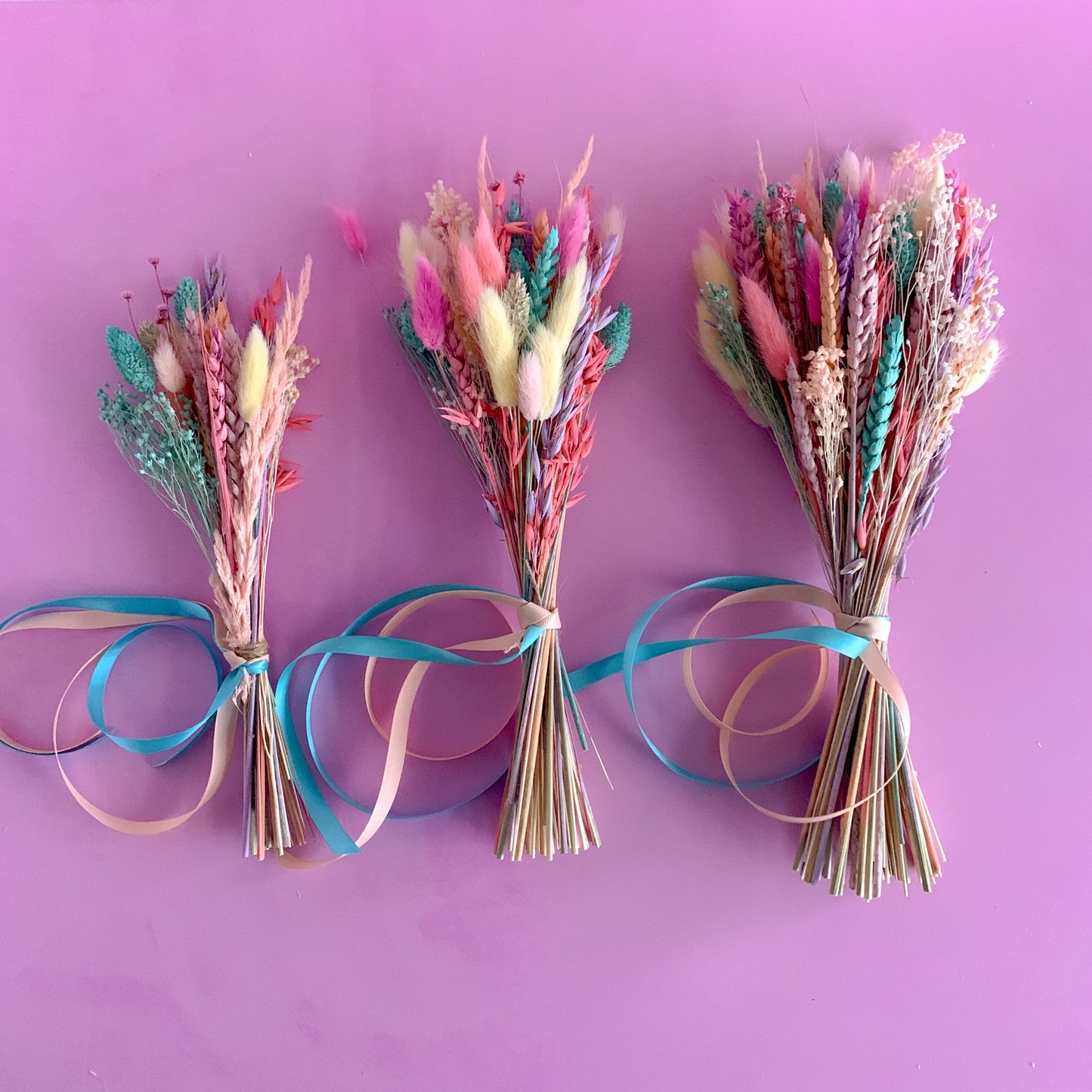 pastel dried flower bunches