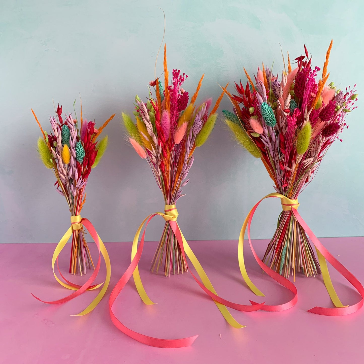 rainbow dried flower bouquet