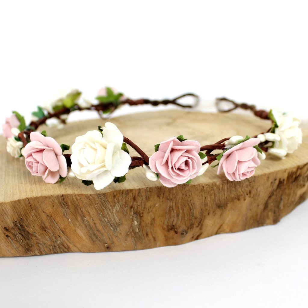 dusky pink flower crown for wedding