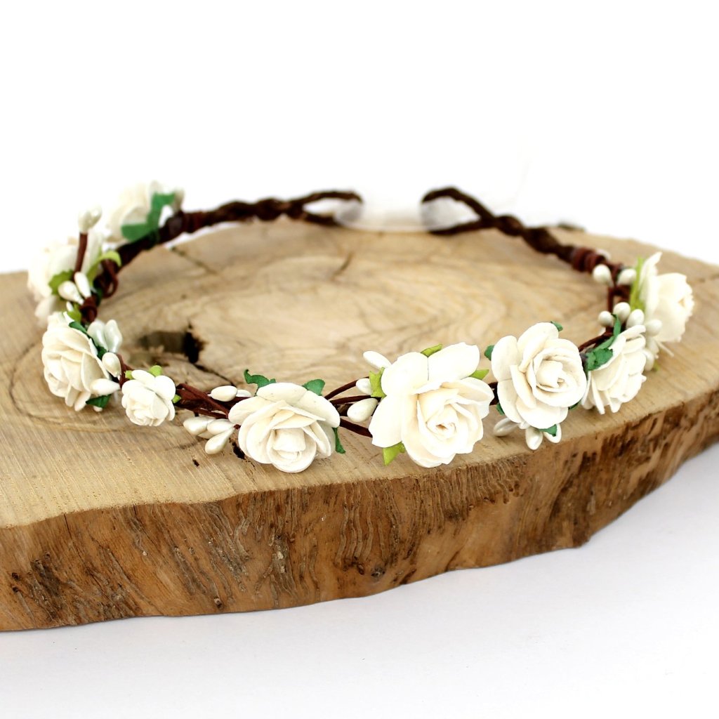 wedding flower crown ivory