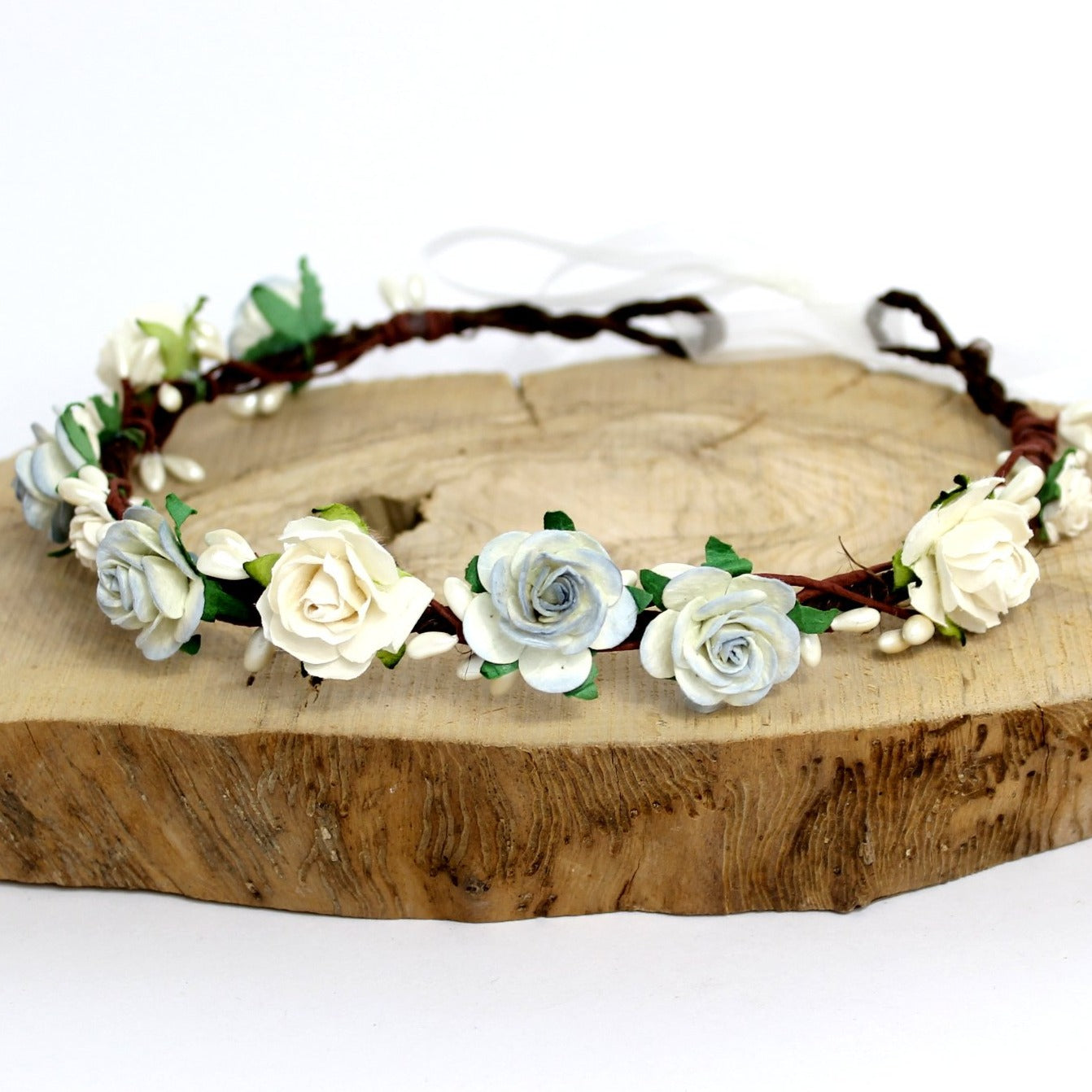 blue flower crown wedding