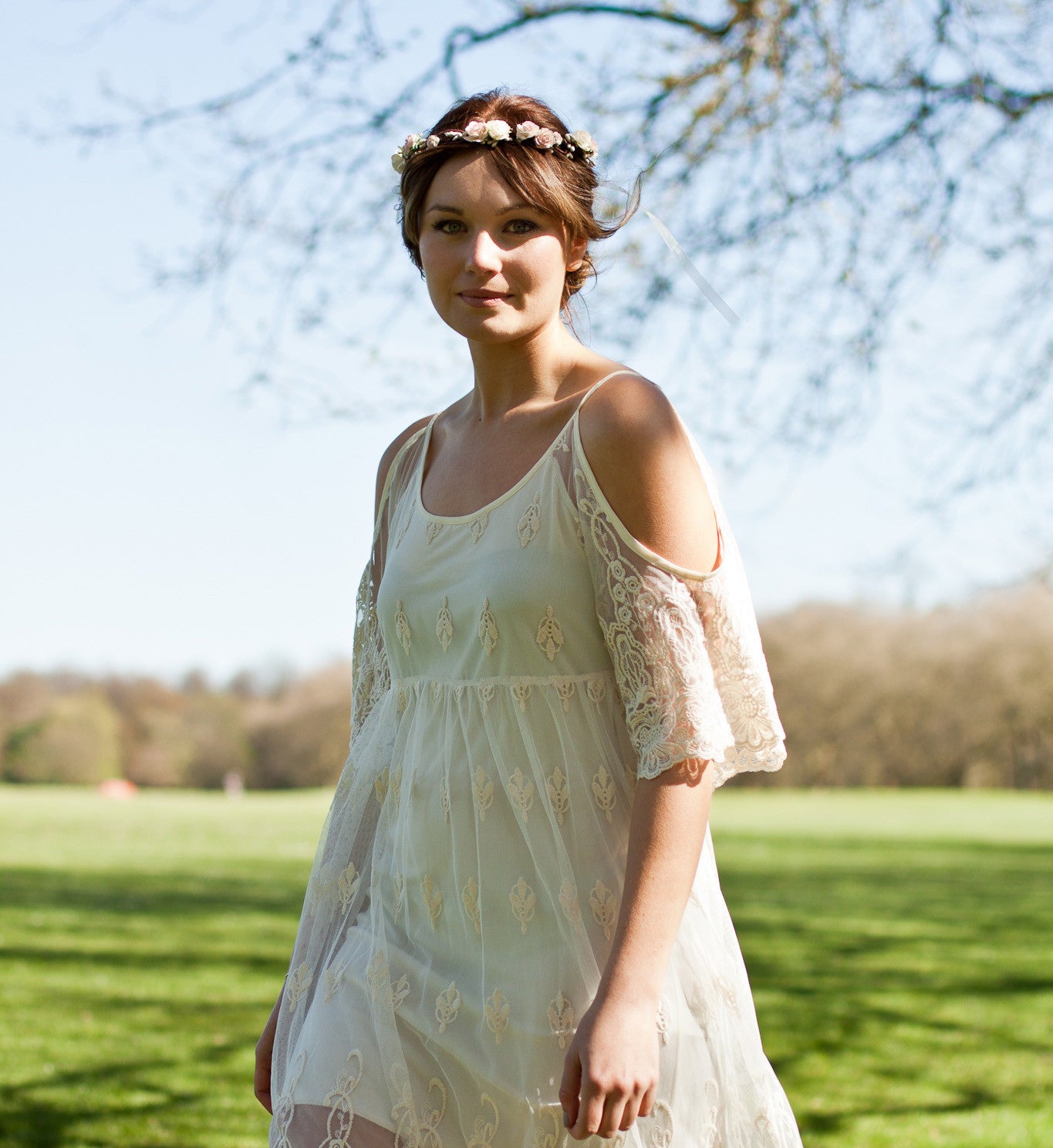 Blush pink flower crown for boho wedding