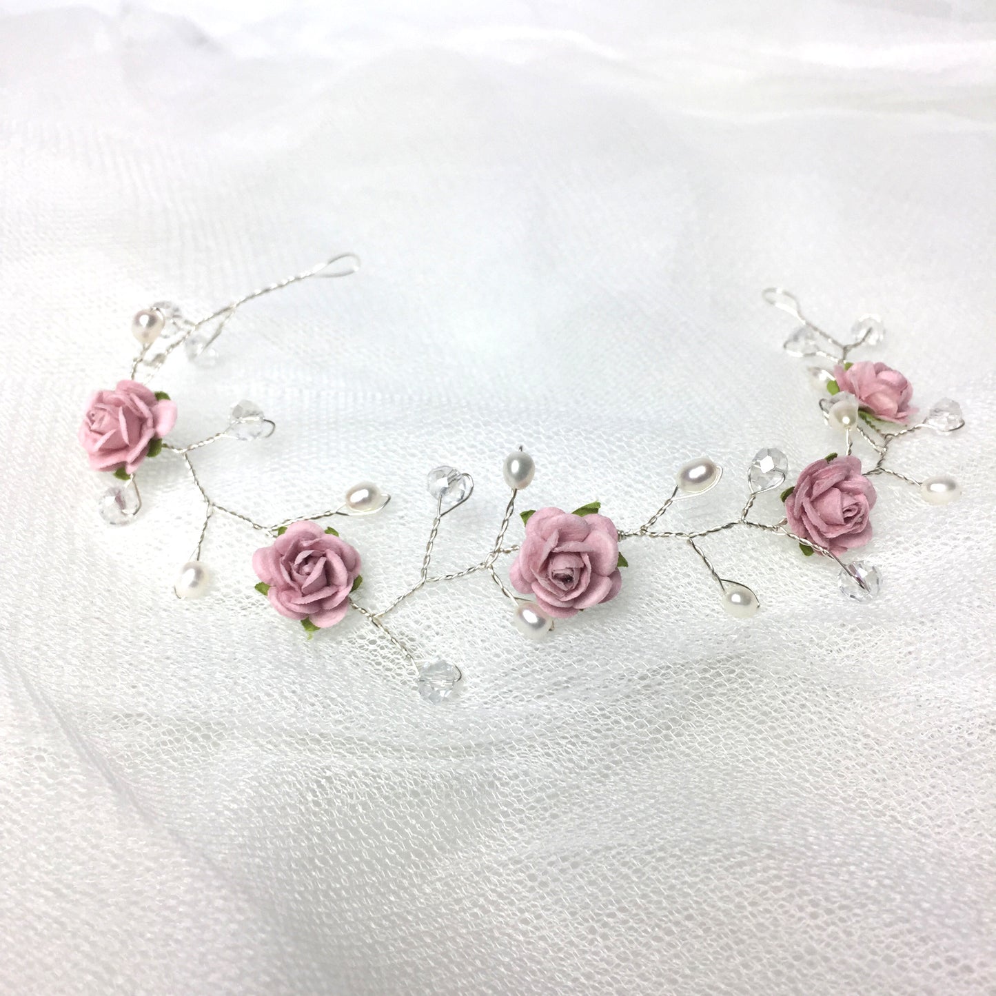 hair vine for wedding dusky pink