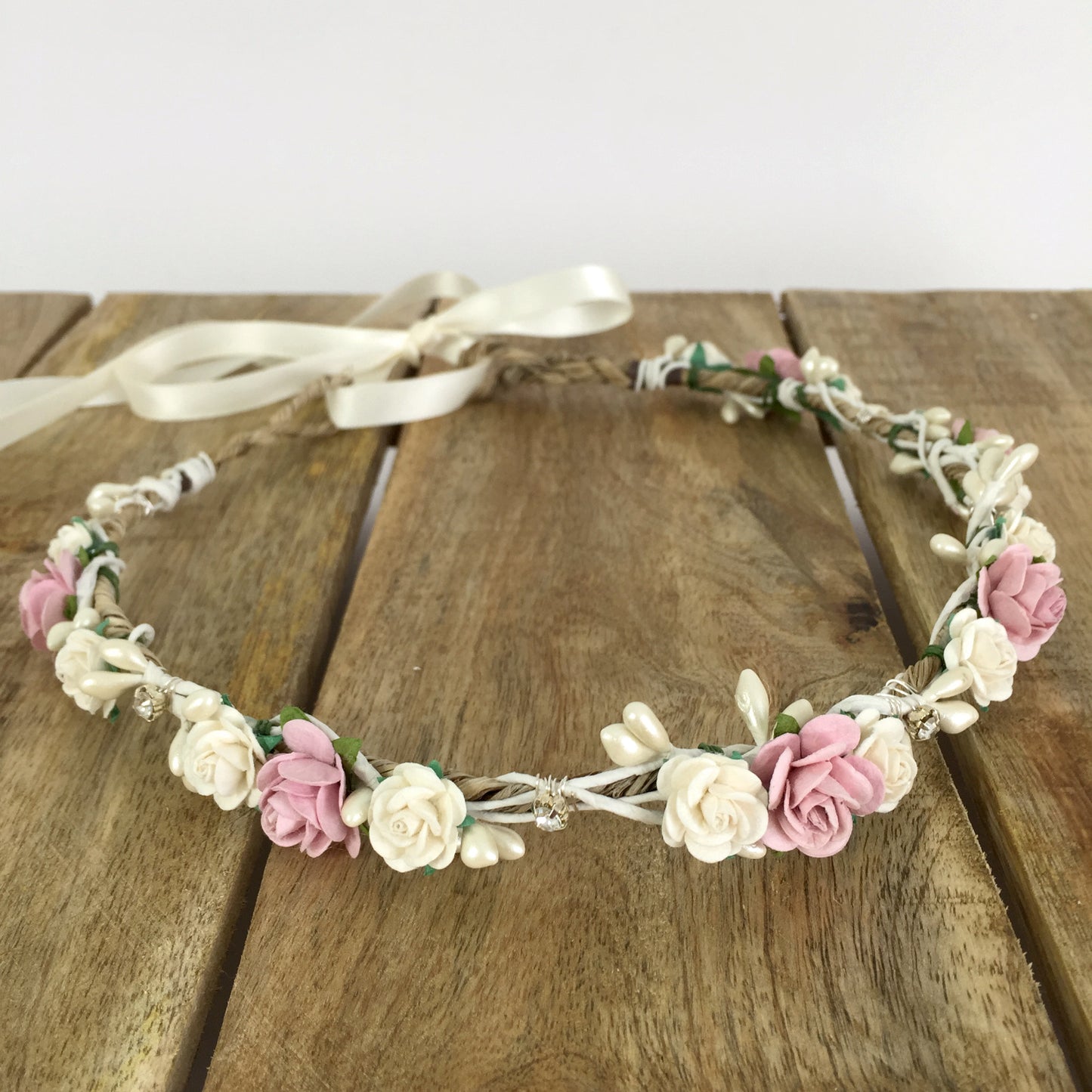 blush pink flower crown for wedding