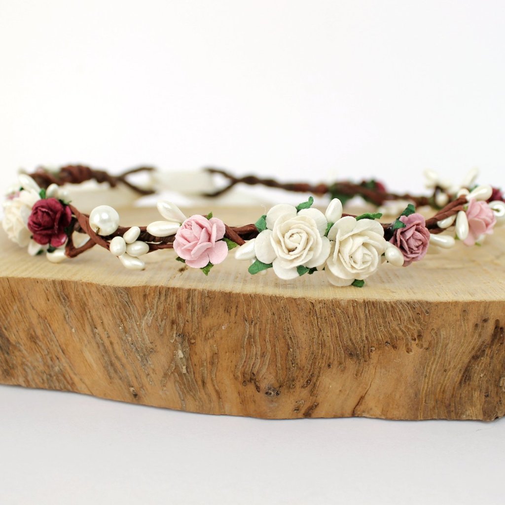 burgundy blush flower crown
