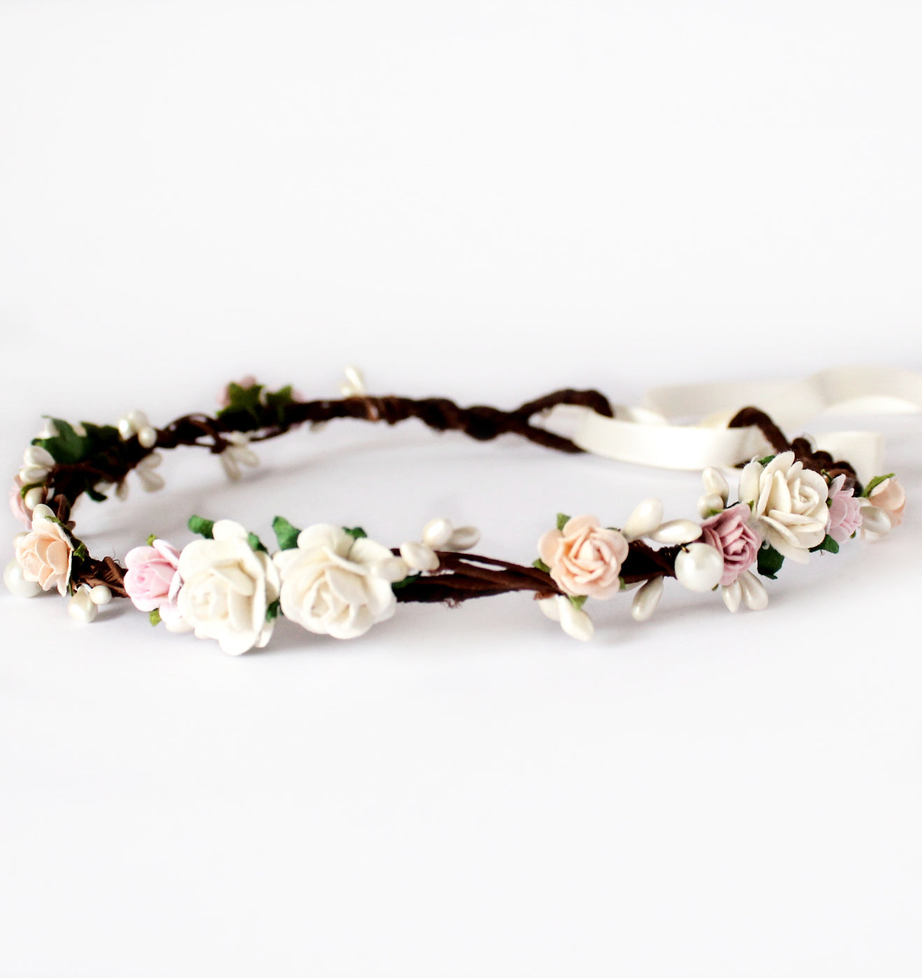 blush flower crown wedding uk