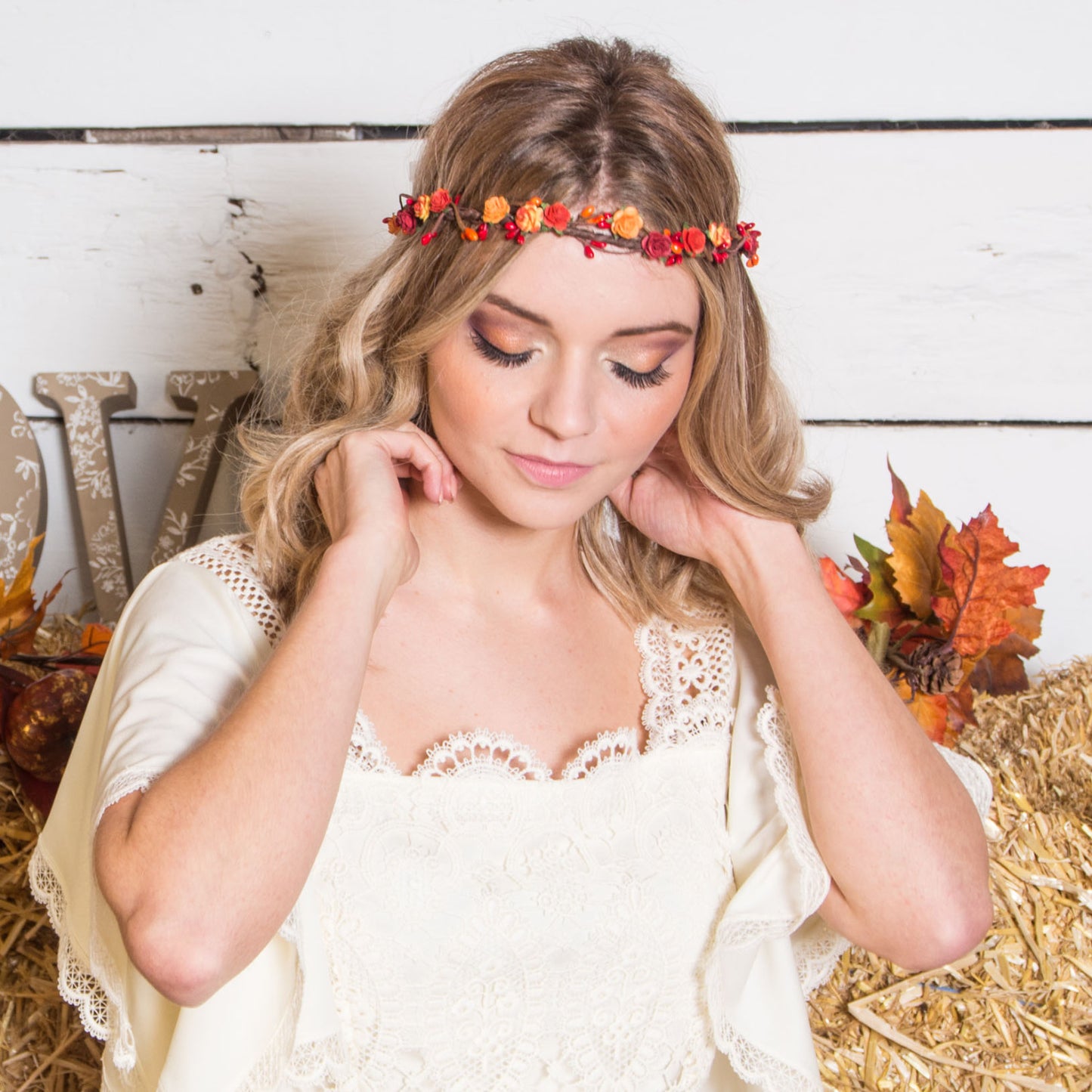 fall flower crown for wedding