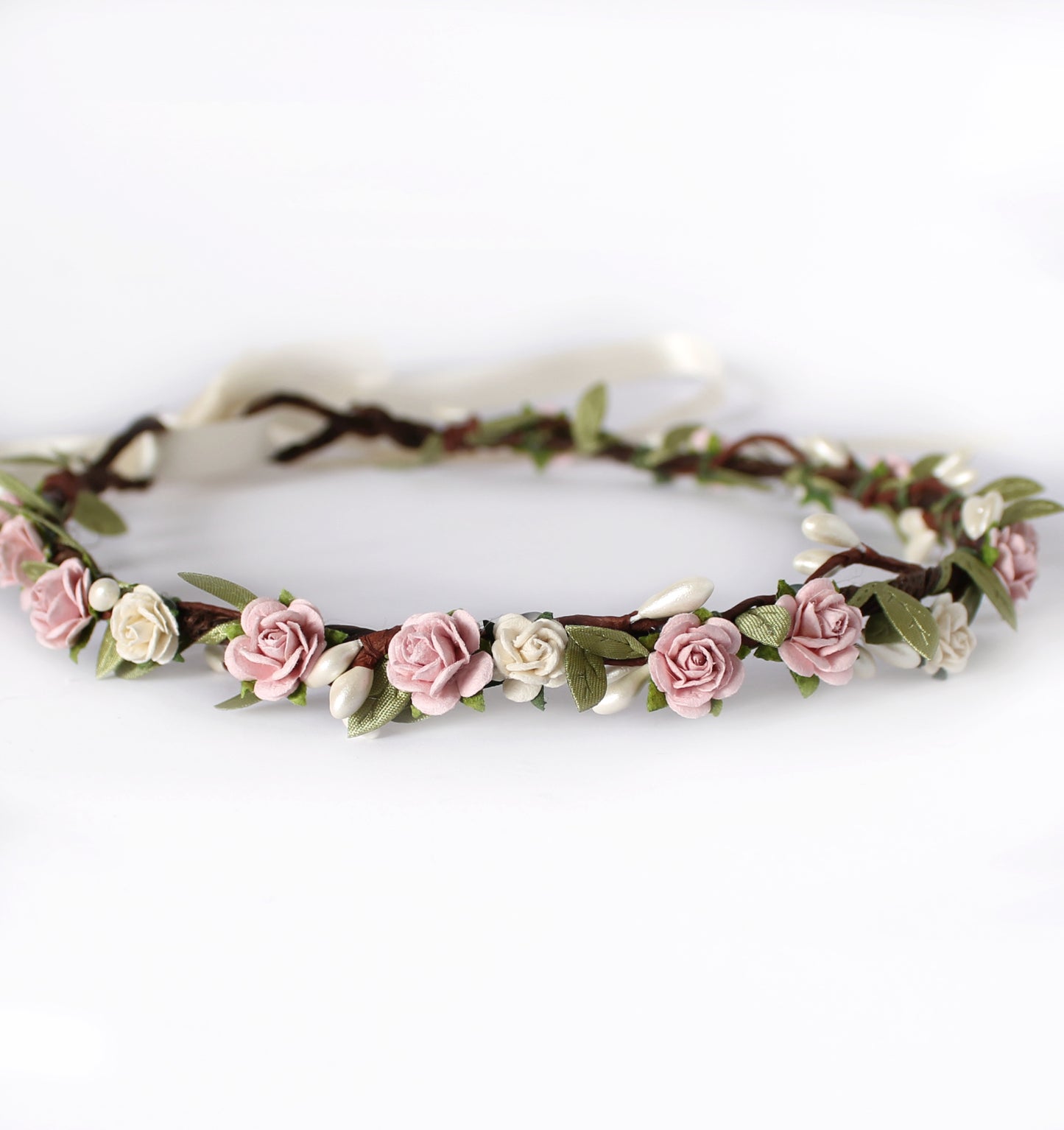 blush pink wedding flower crown