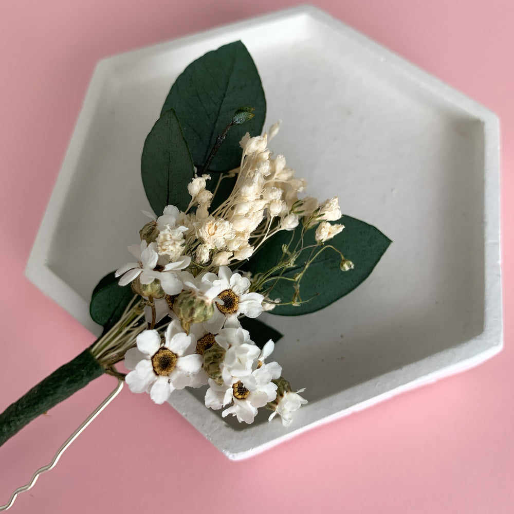 
                      
                        Eucalyptus and daisy hair pins
                      
                    