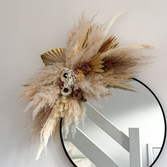 Neutral and Gold Pampas Mirror Arrangement - COLLECTION ONLY