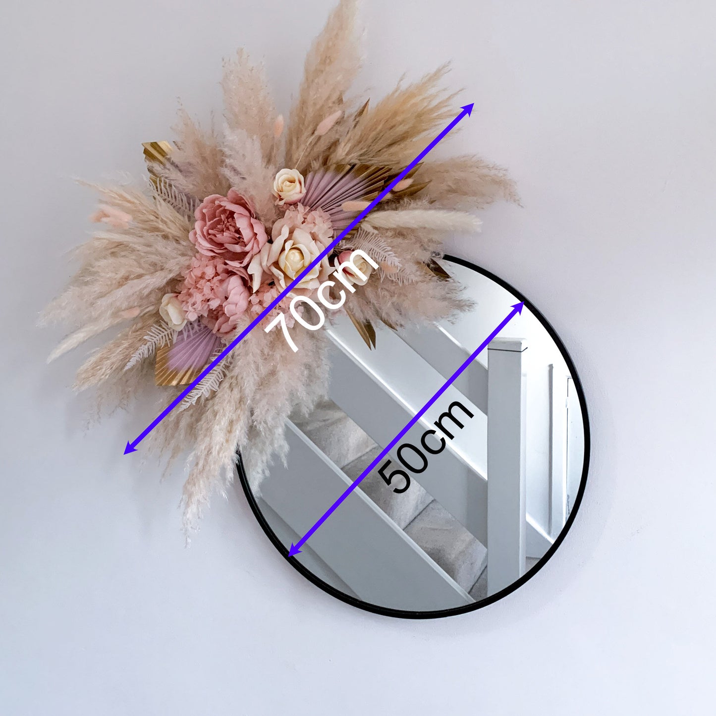 Pink Pampas Mirror Arrangement - COLLECTION ONLY