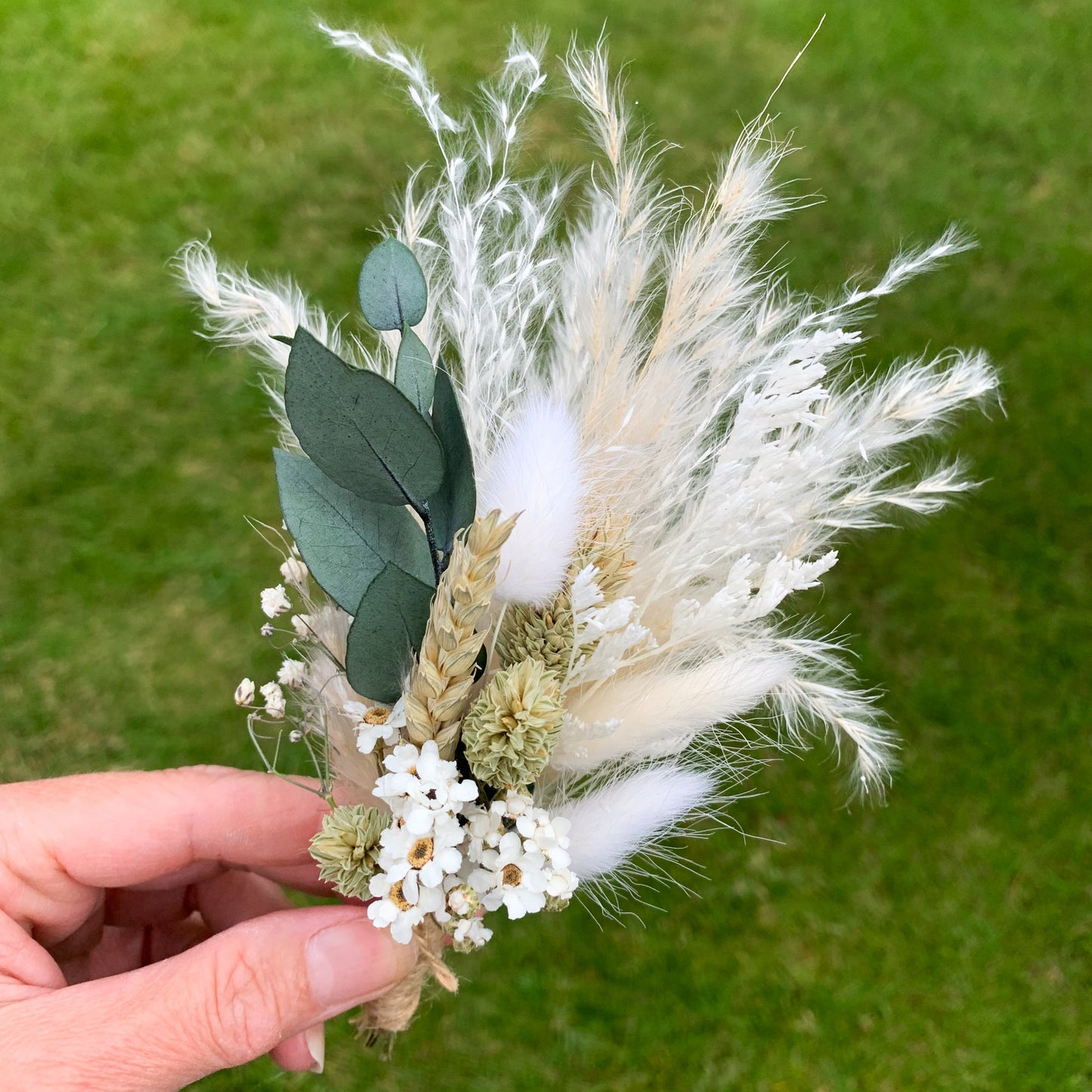 pampas dried flower buttonhole