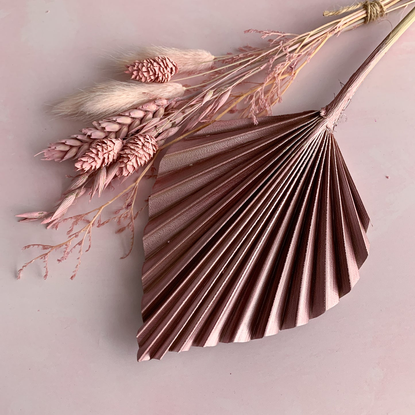 rose gold cake topper palm spear with dried flowers