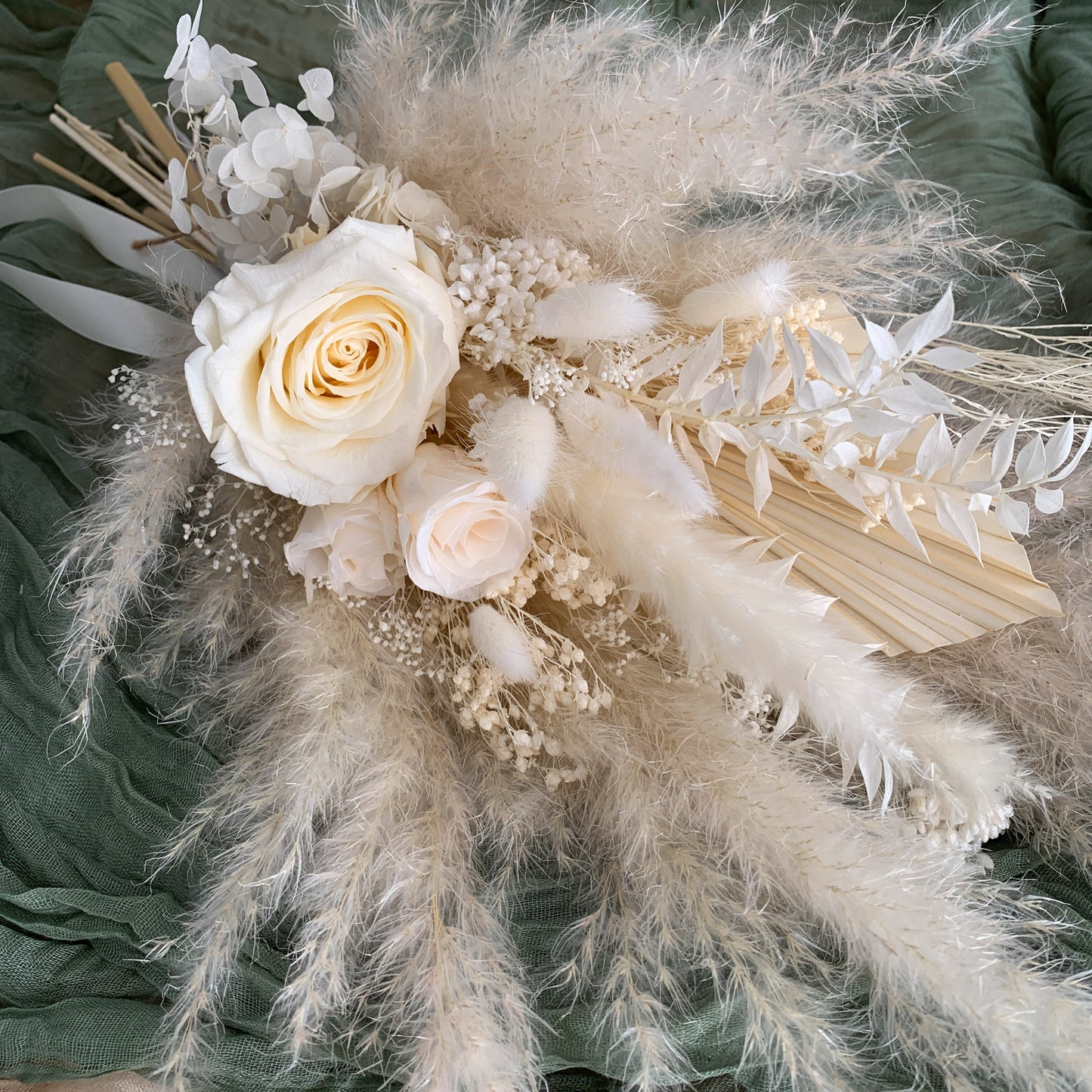 White Pampas wedding bouquet - Medium