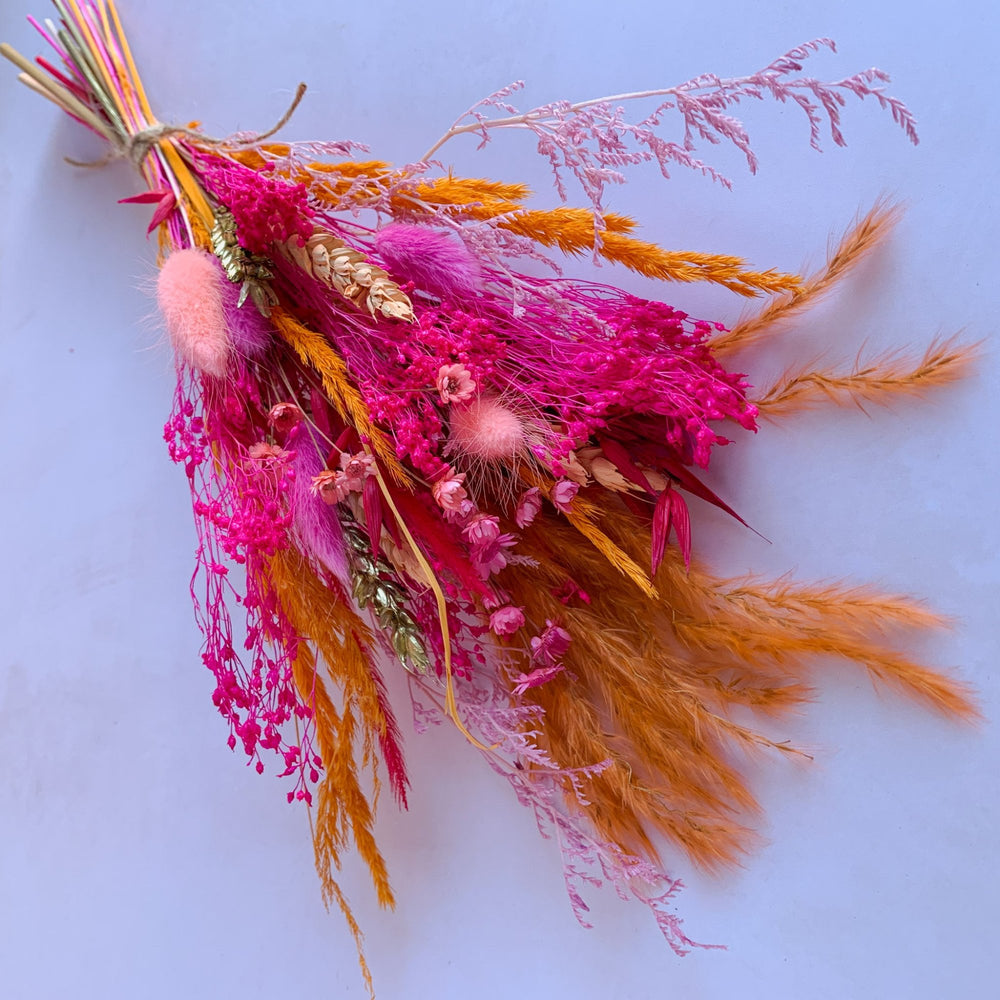 
                      
                        hot orange and pink dried flower bouquet
                      
                    