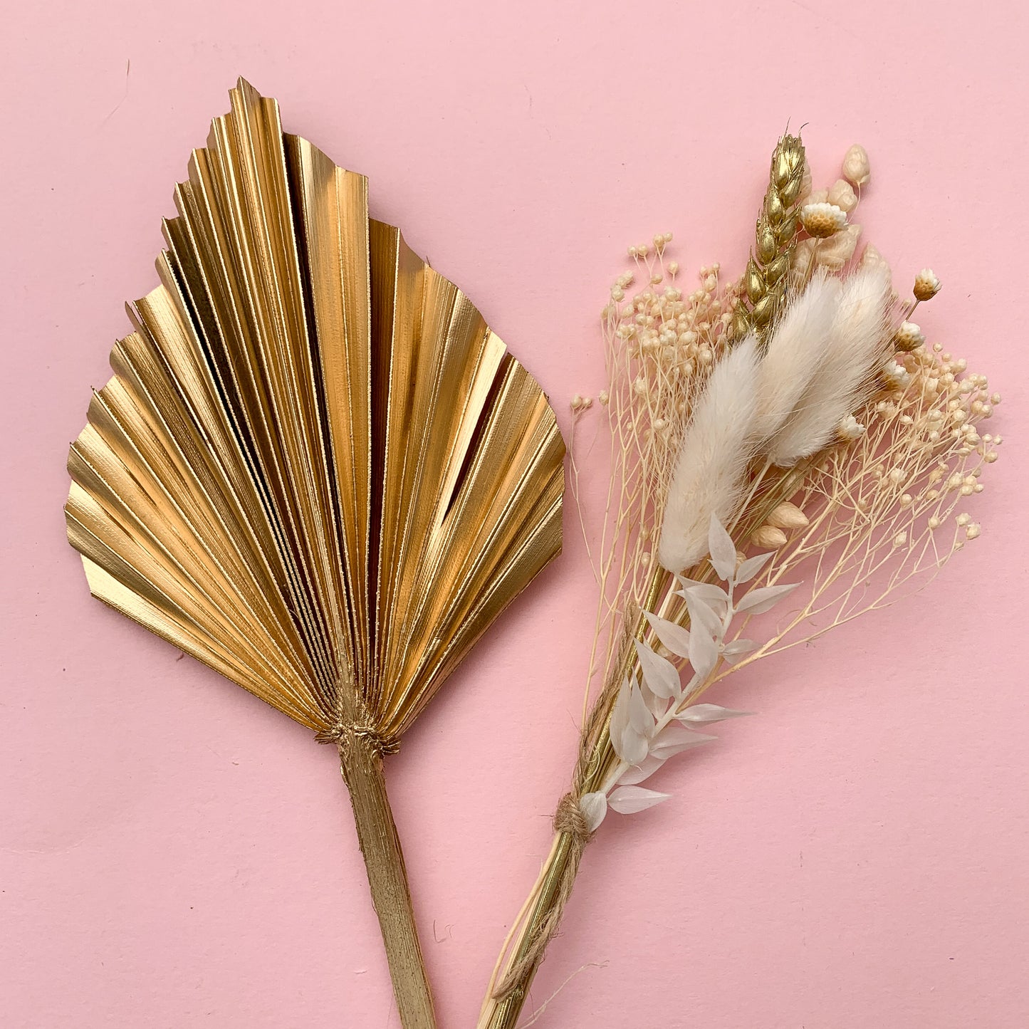 Gold palm dried palm spear set - not so perfect