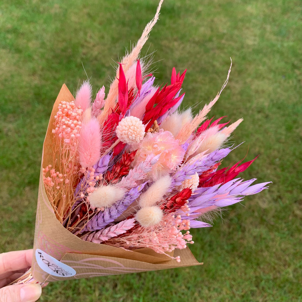 
                      
                        red and pink dried flower bouquet
                      
                    