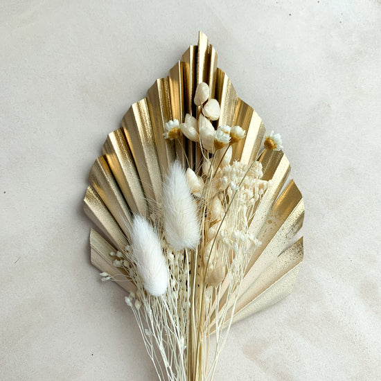 Load image into Gallery viewer, Mini almond and gold palm spear set
