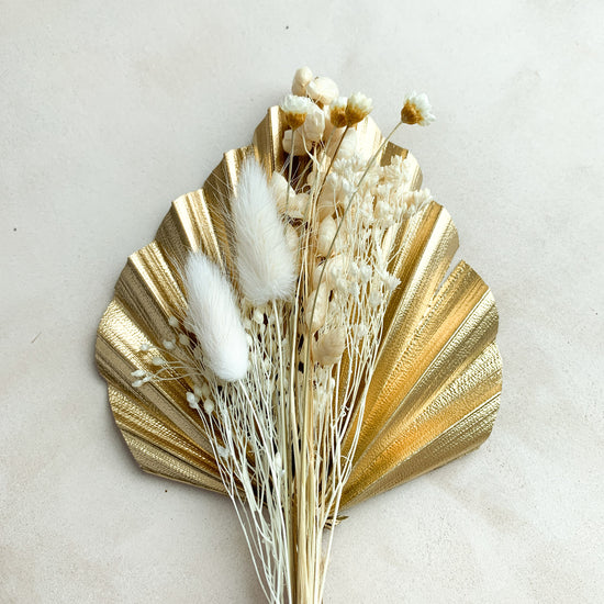 Load image into Gallery viewer, Mini gold and cream palm spear set
