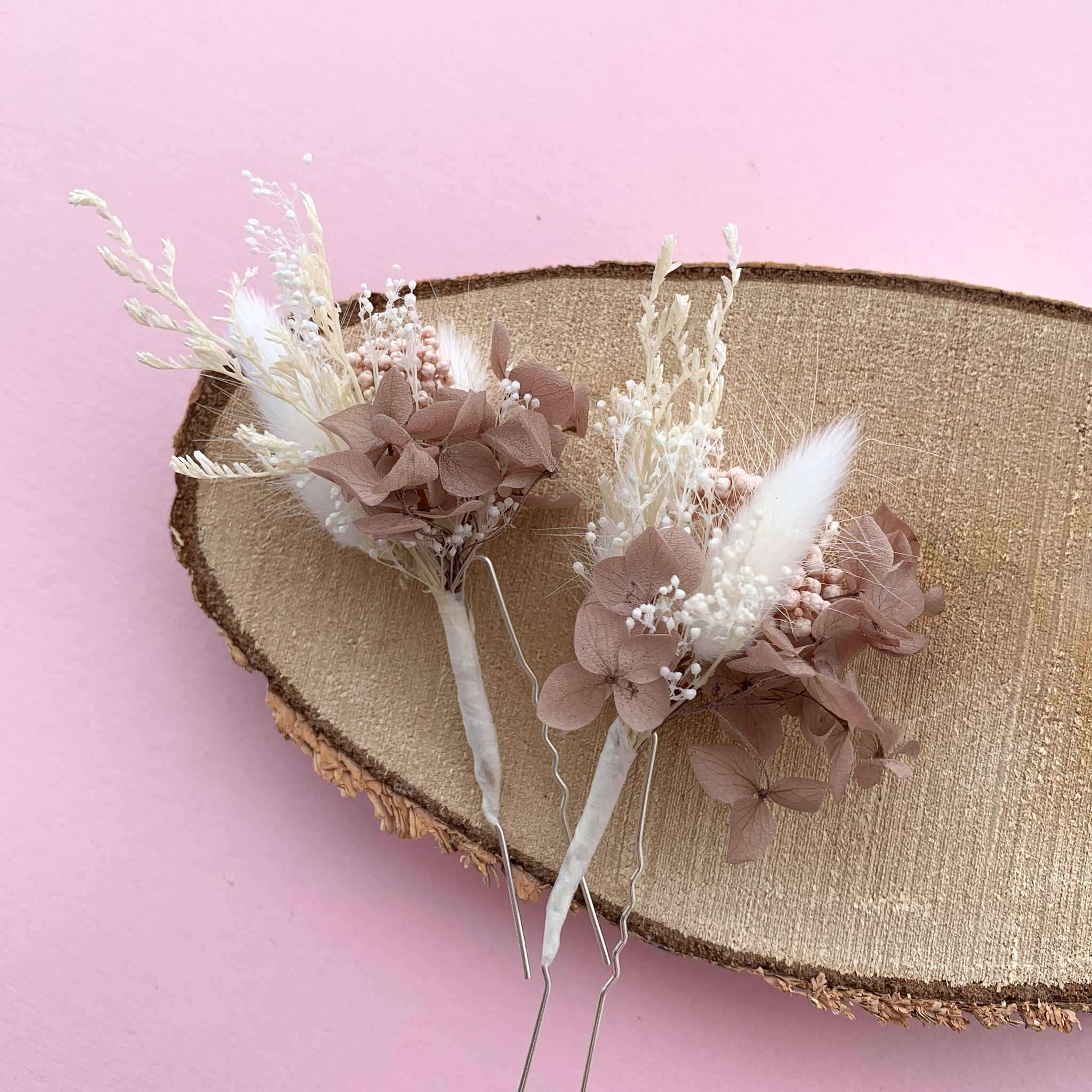 Pink Bridal Hair Pins - Pink Dried Flower Hair Pins - Pink Wedding Pins - Hydrangea Hair Pins - Leaf Hair shops Pins - Real Flower Hair Pins