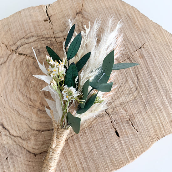 Natural eucalyptus dried flower buttonhole