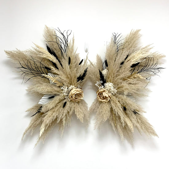 Neutral and Black Pampas Angel Wings