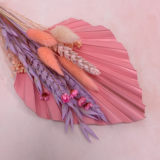 Pink and lilac dried palm spear set