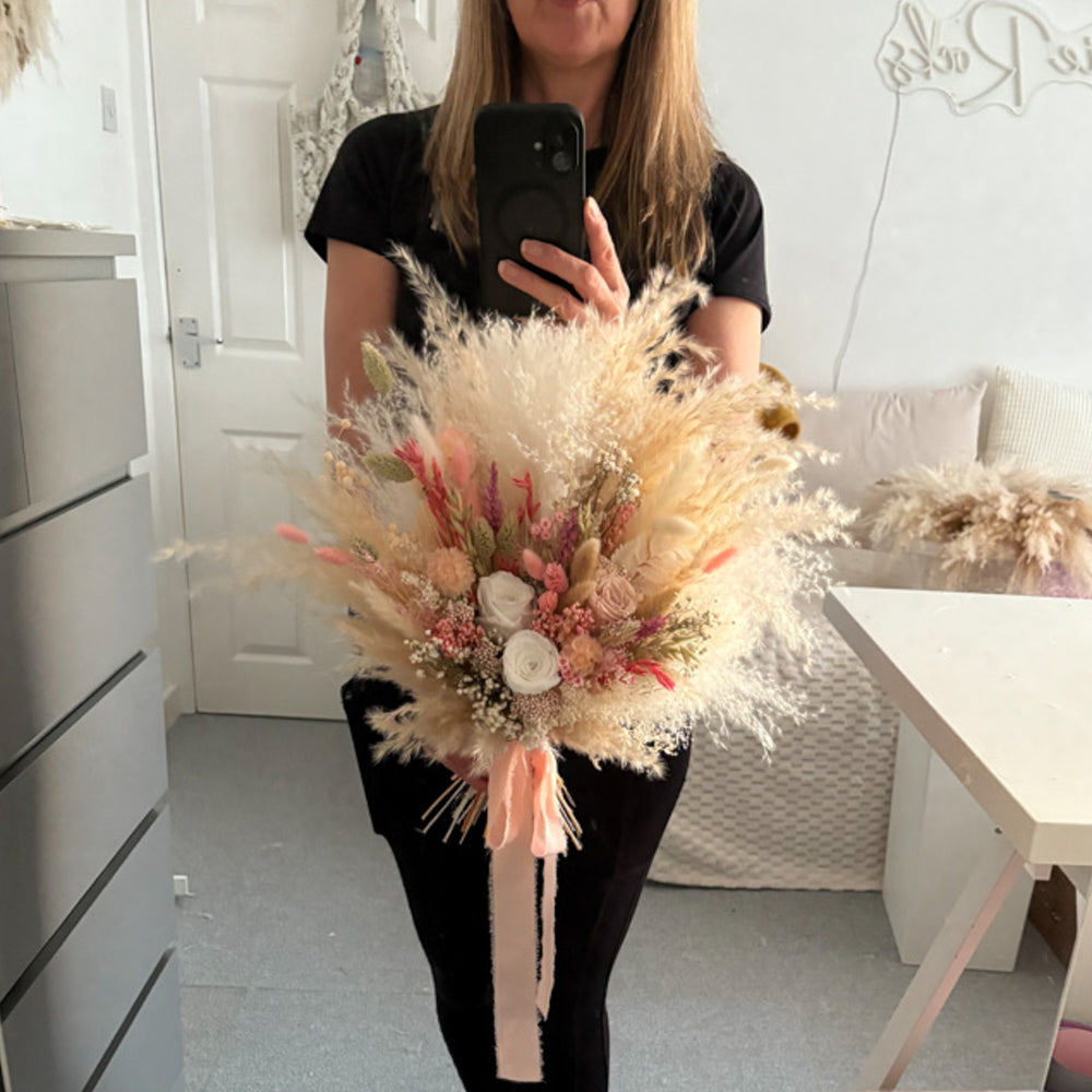 sage pampas grass briadal bouquet
