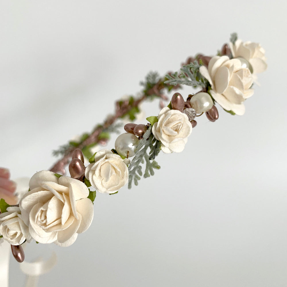 rose gold ivory flower crown