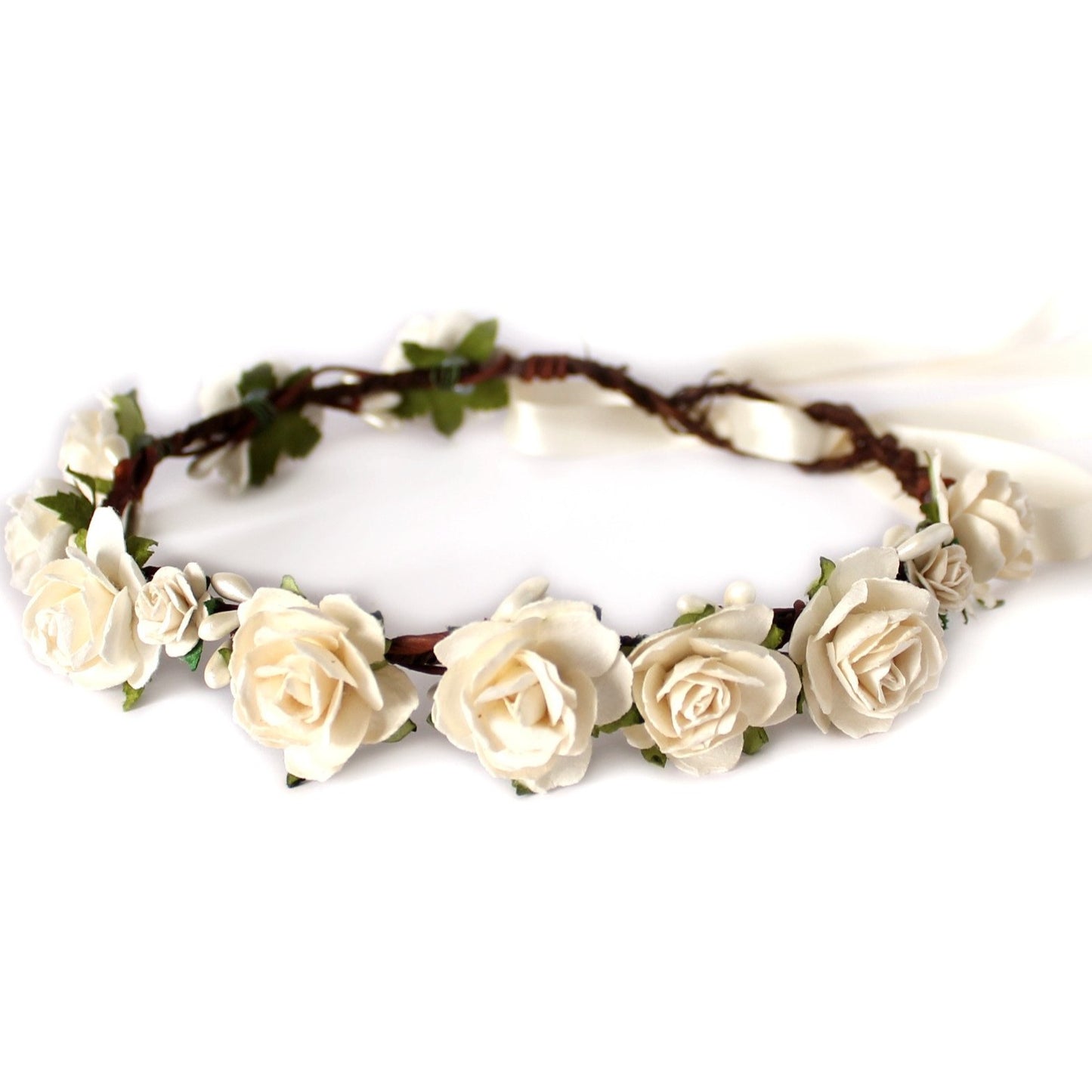 ivory rose wedding flower crown