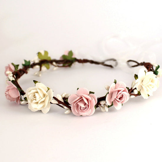 Blush pink rose floral crown