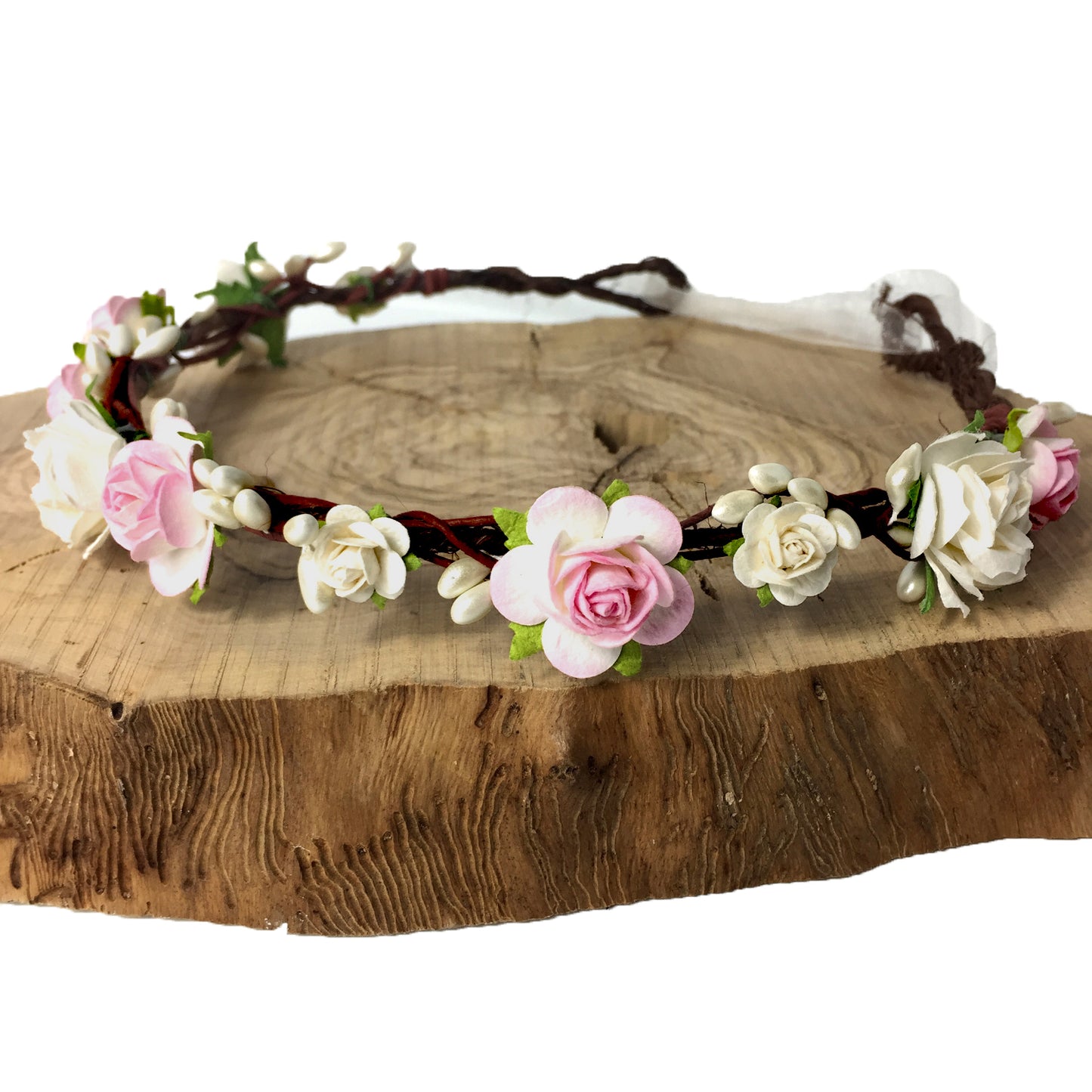 wedding flower crown baby pink
