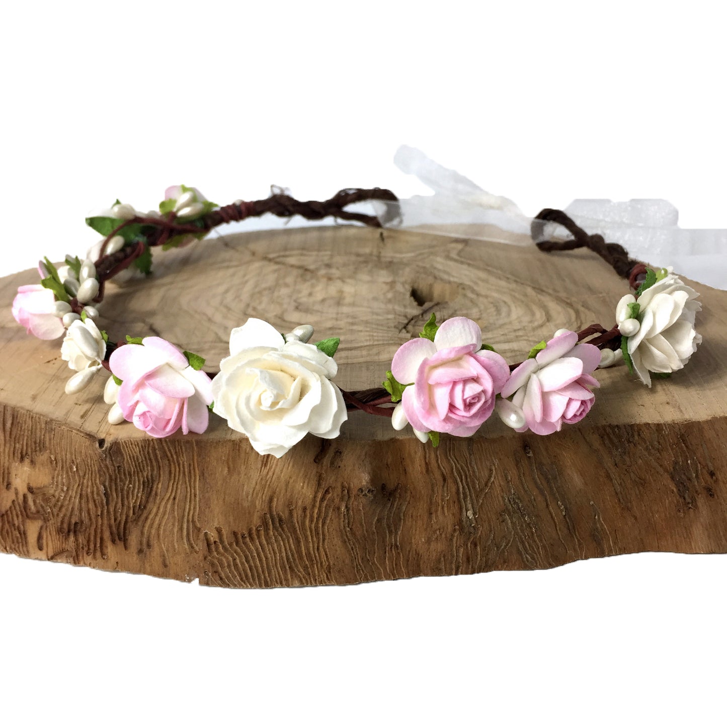 pale pink wedding flower crown